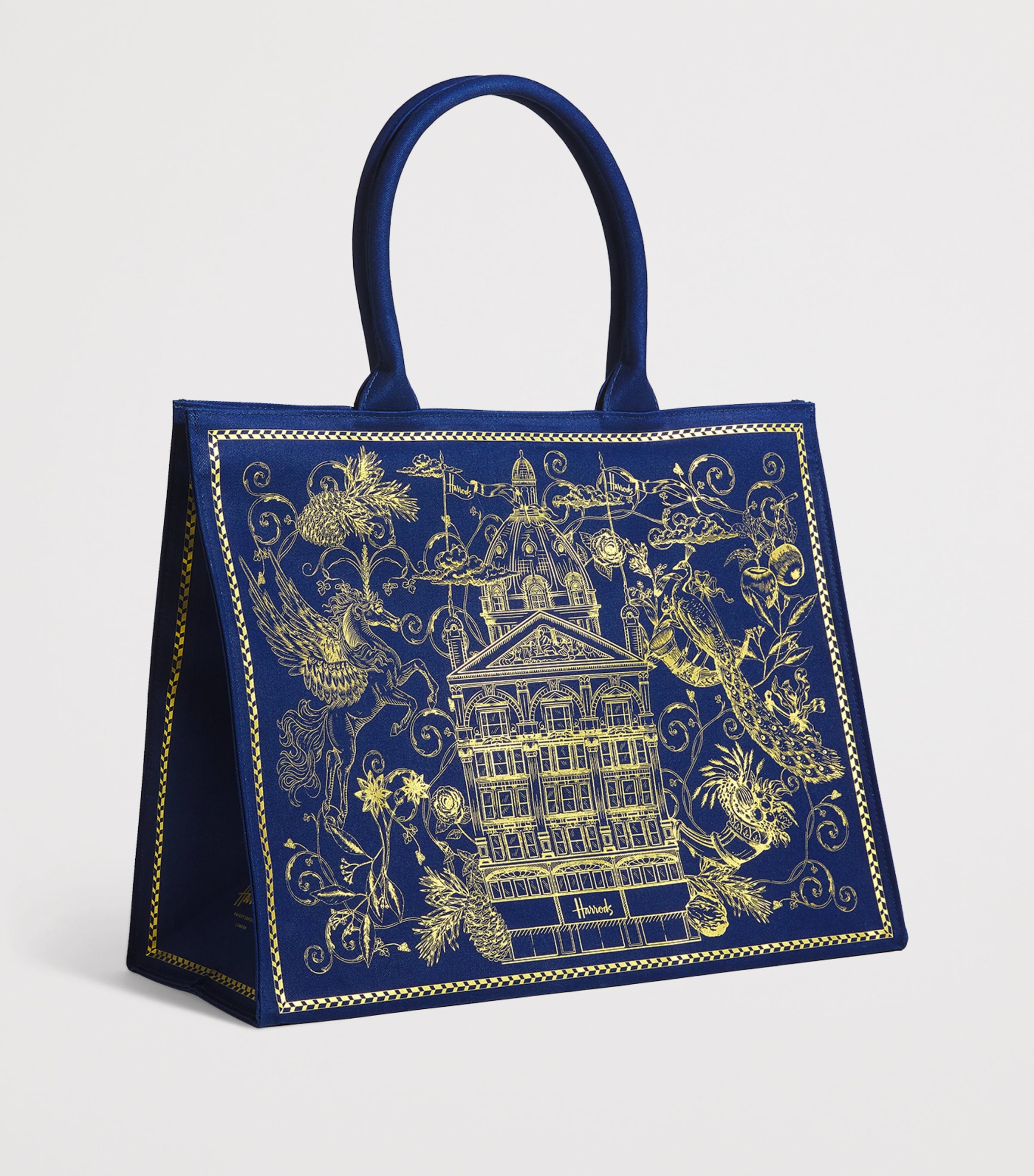 Harrods Gold Building  Shopper Bag Navy Image 2