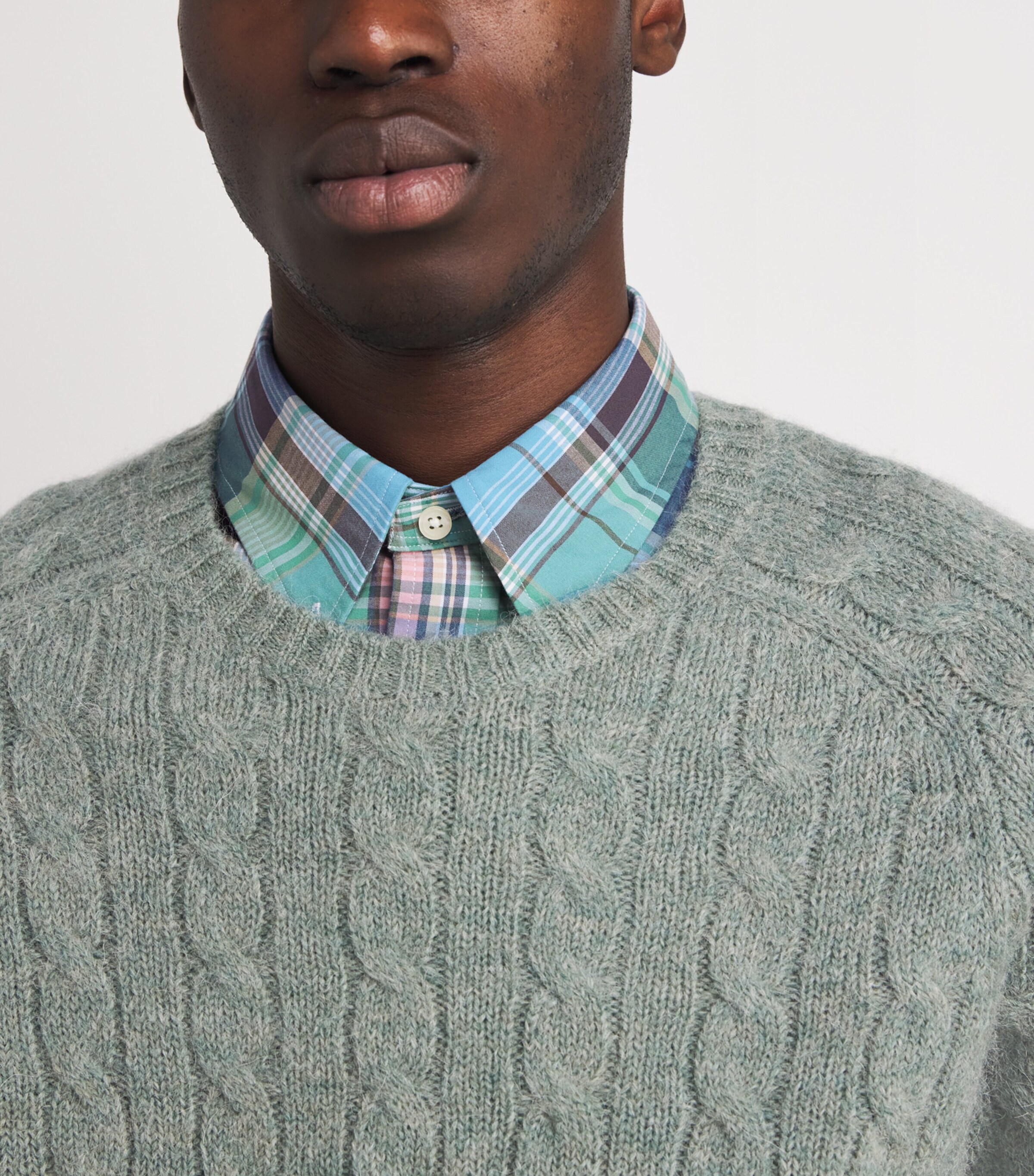 Cotton Custom Fit Oxford Shirt BLUE BROWN Image 6