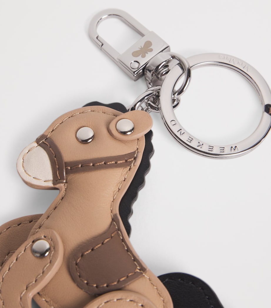 Leather Horse Key Ring SAND Image 2
