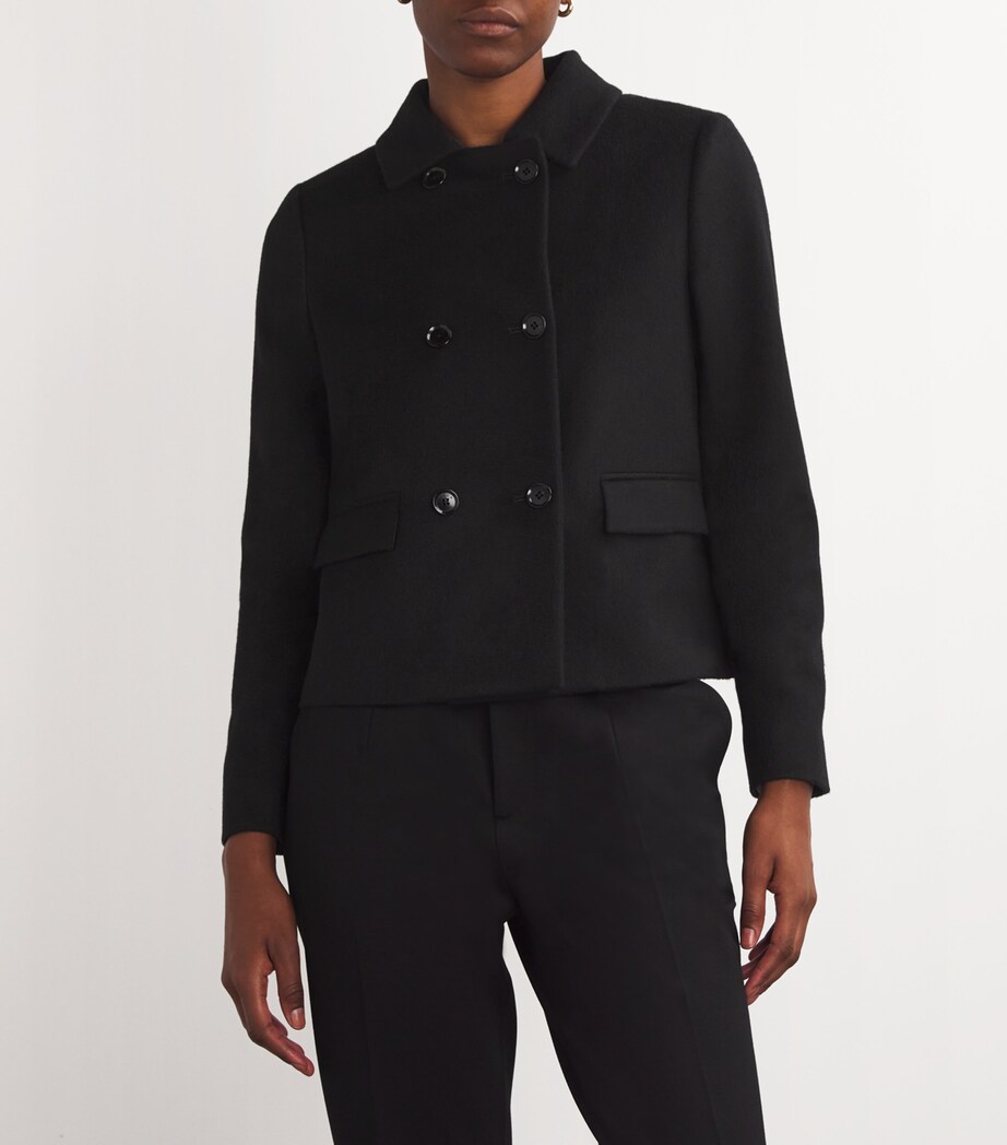 Kiton Womens Cashmere Pea Coat Black Image 3