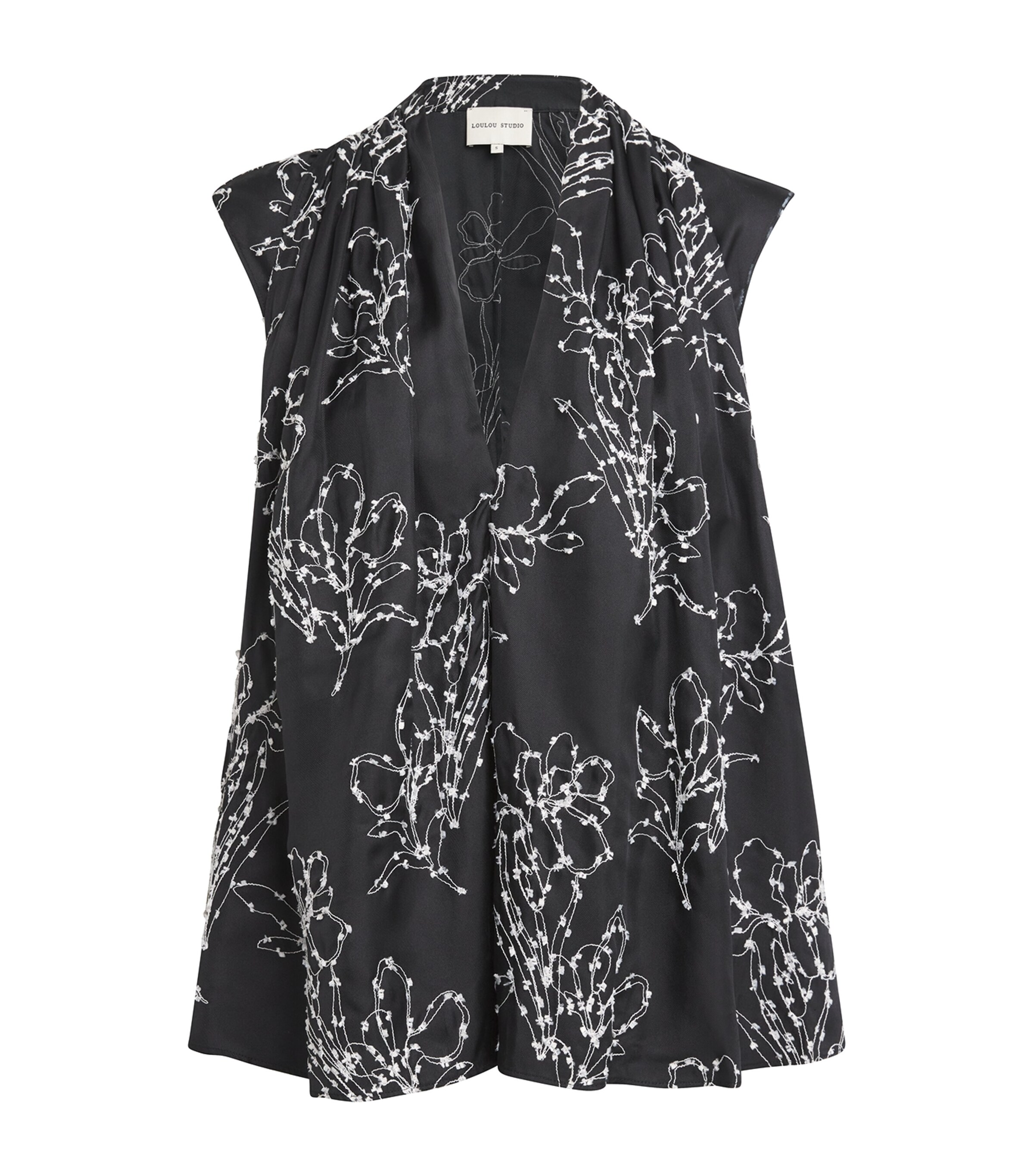 Shop Loulou Studio Silk Embroidered Asel Blouse In Black