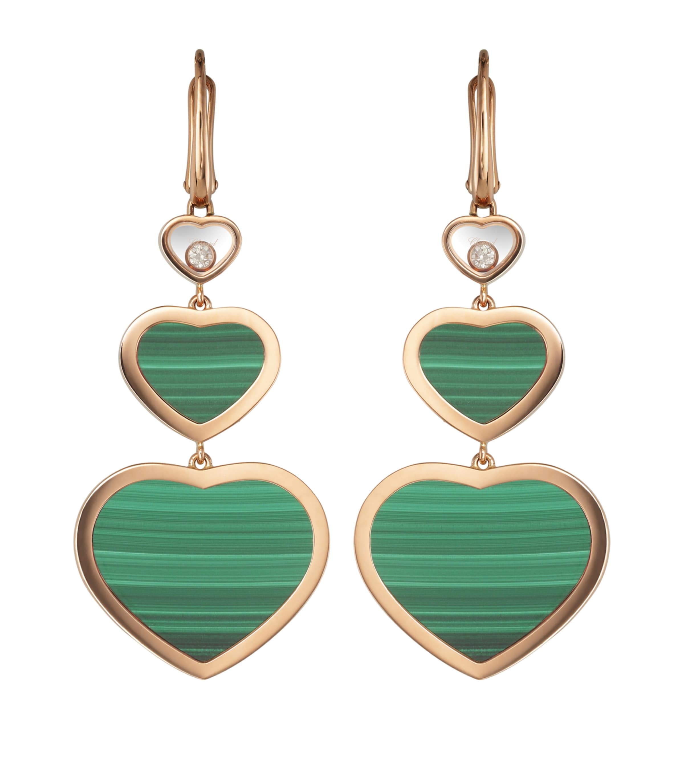 Chopard Rose Gold And Diamond Happy Hearts Drop Earrings In Rose Gold