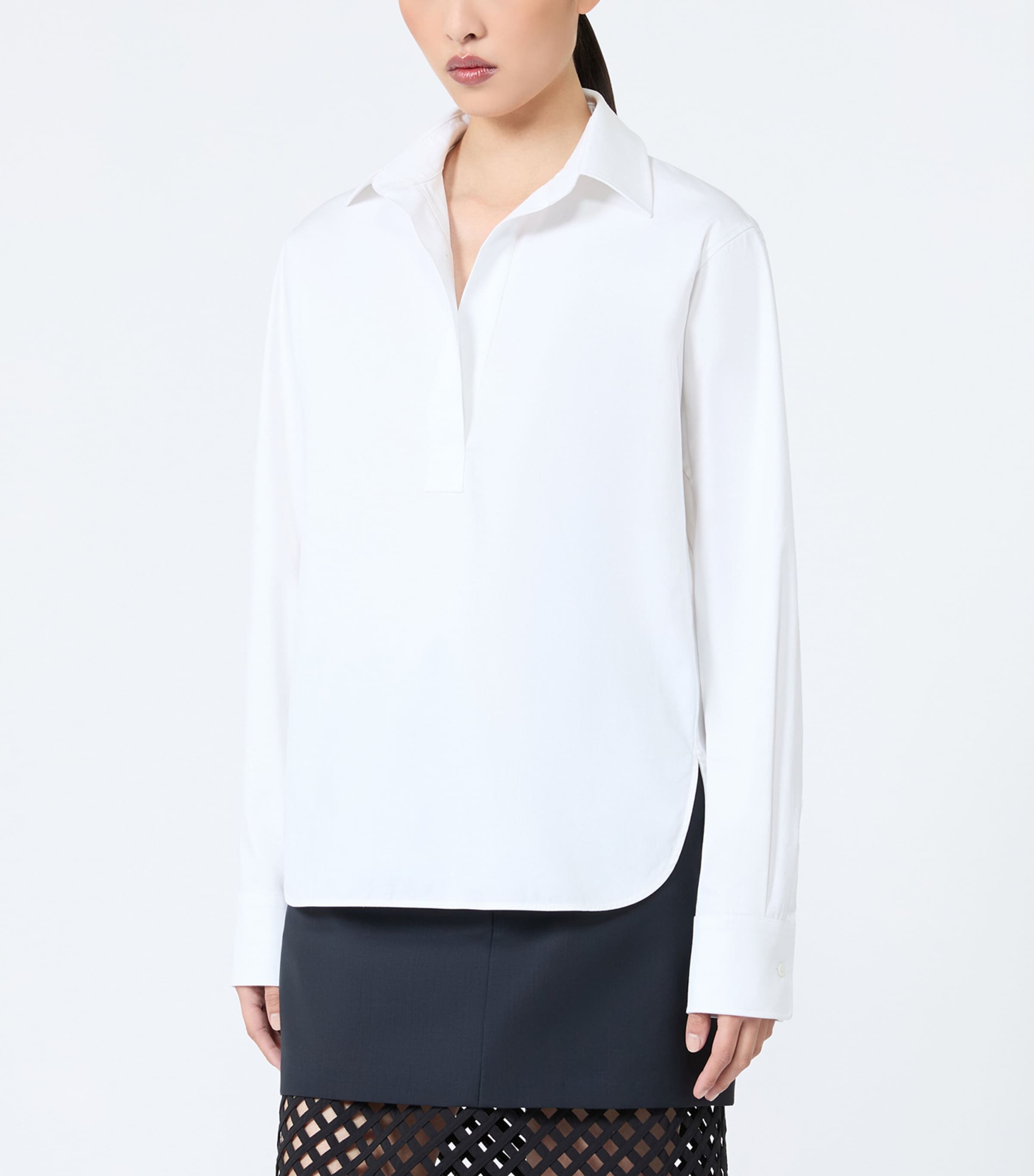 Max Mara Womens Stretch-Cotton Shirt Optical White Image 3
