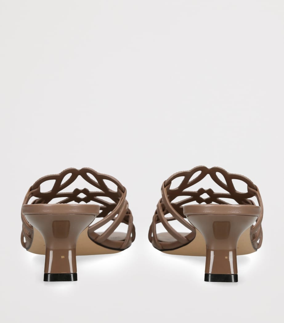 LOEWE Suede Petal Anagram Heeled Mules 45 Taupe Image 2