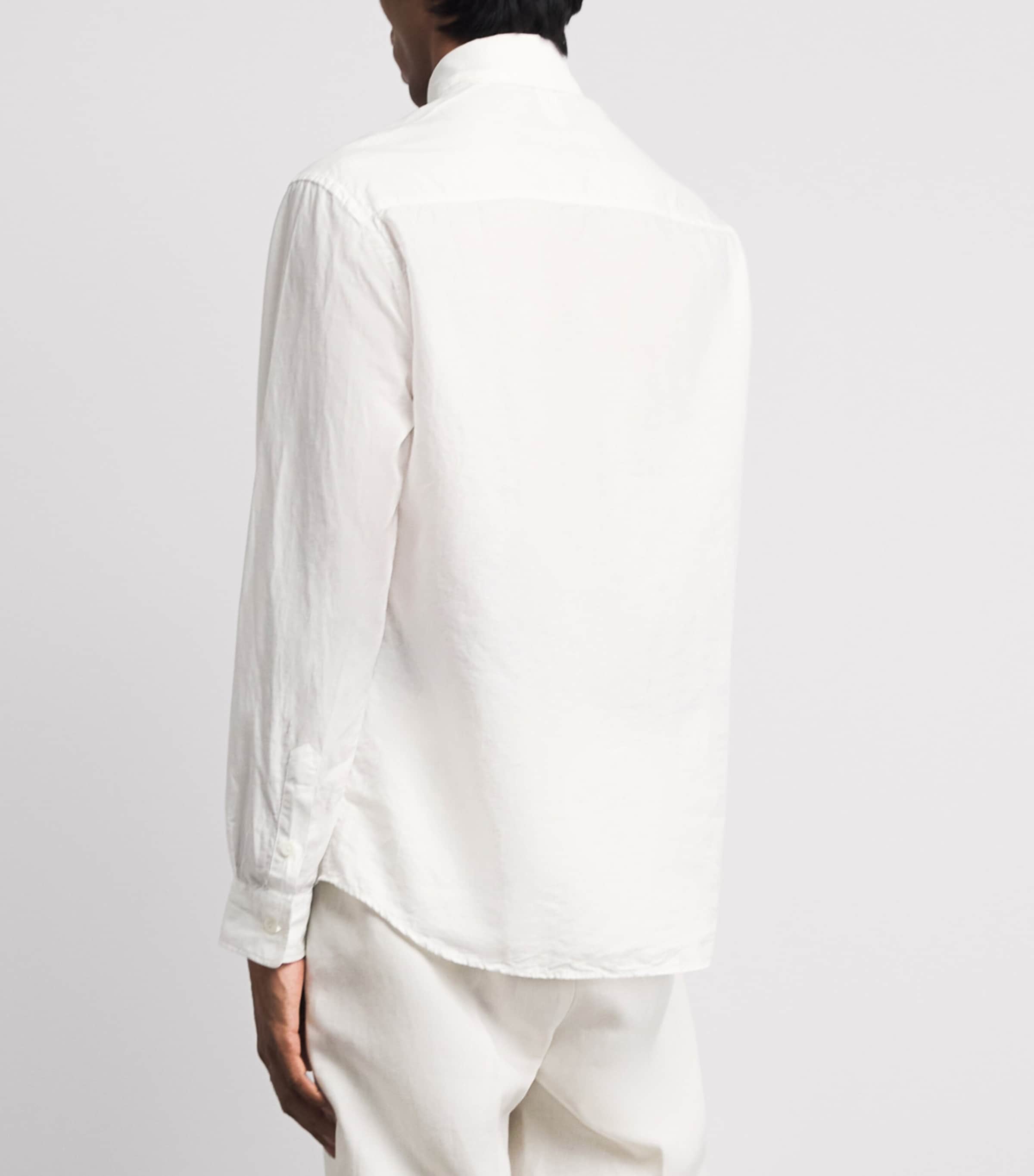 Canali Mens Linen-Cotton Embroidered Shirt Image 5