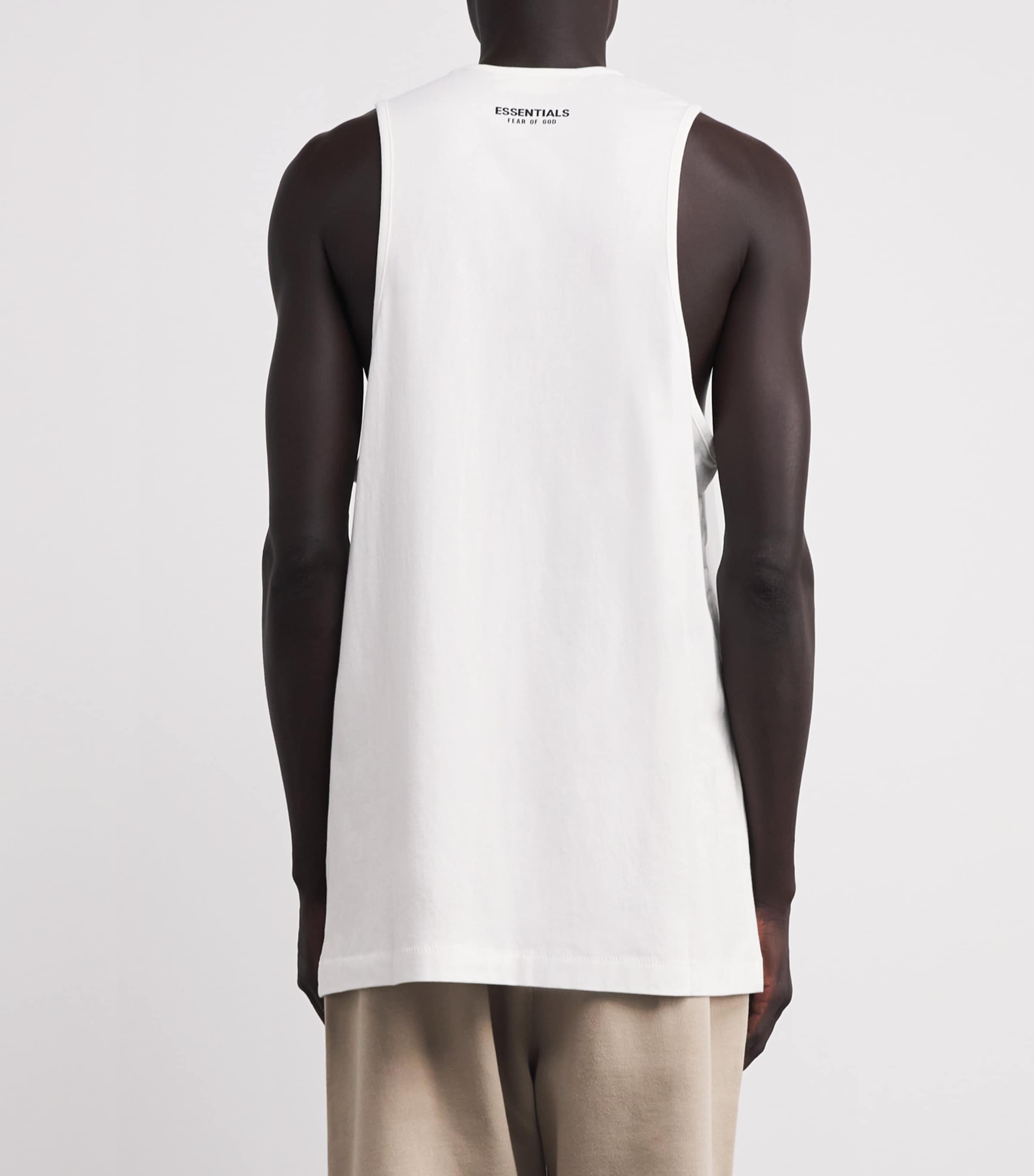 FEAR OF GOD ESSENTIALS Mens Cotton Oversized Logo Tank Top Bright White Image 4