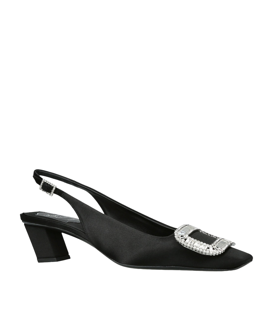 Satin Pilgrim Slingback Pumps 45 BLACK Image 1