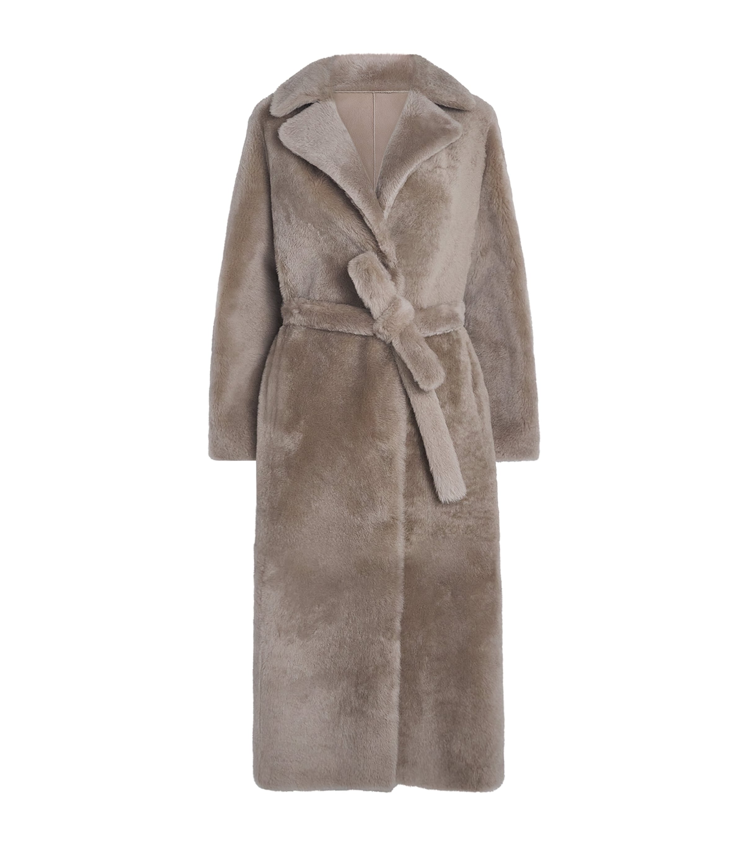Lamb Fur Belted Coat A9113 Image 1