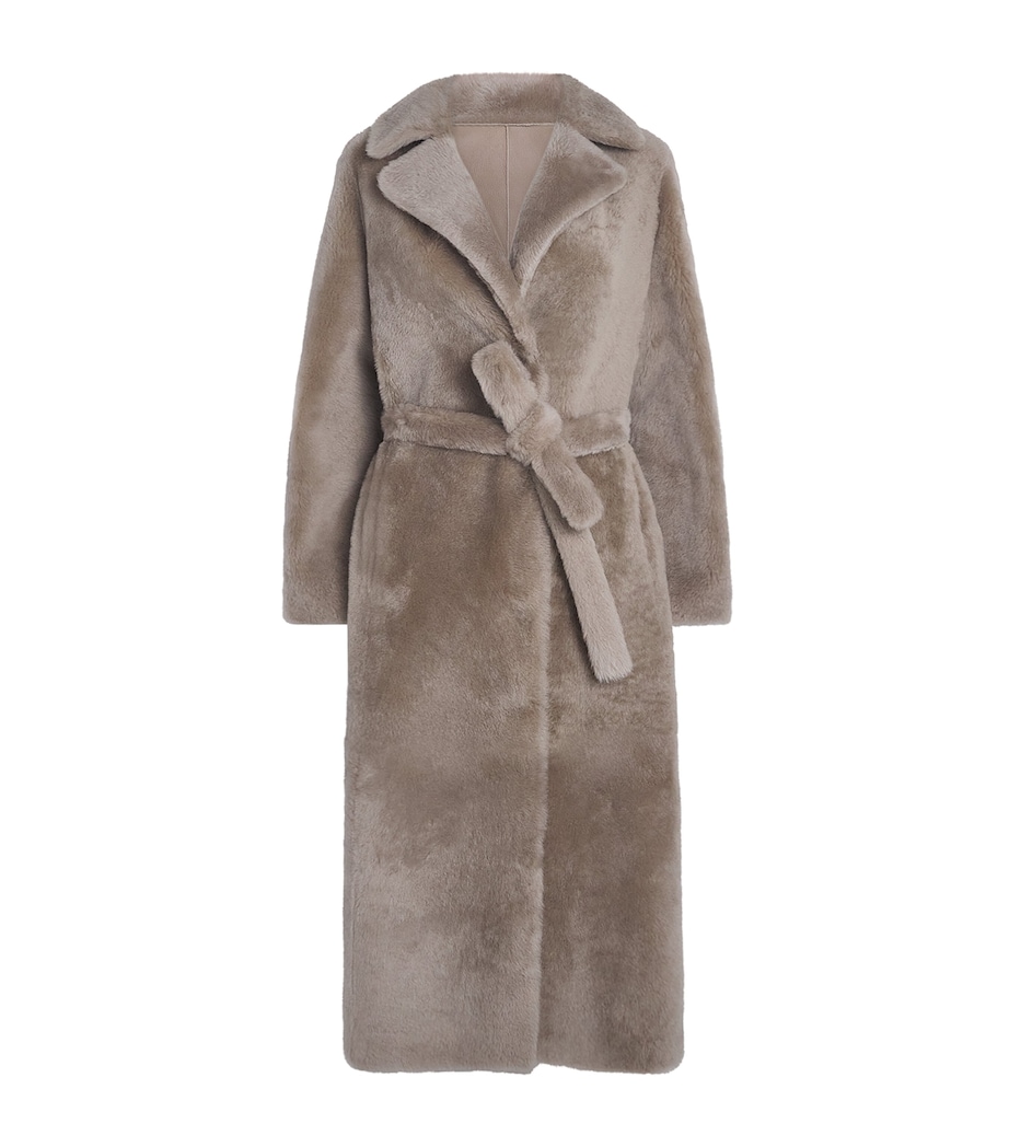 Lamb Fur Belted Coat A9113 Image 1