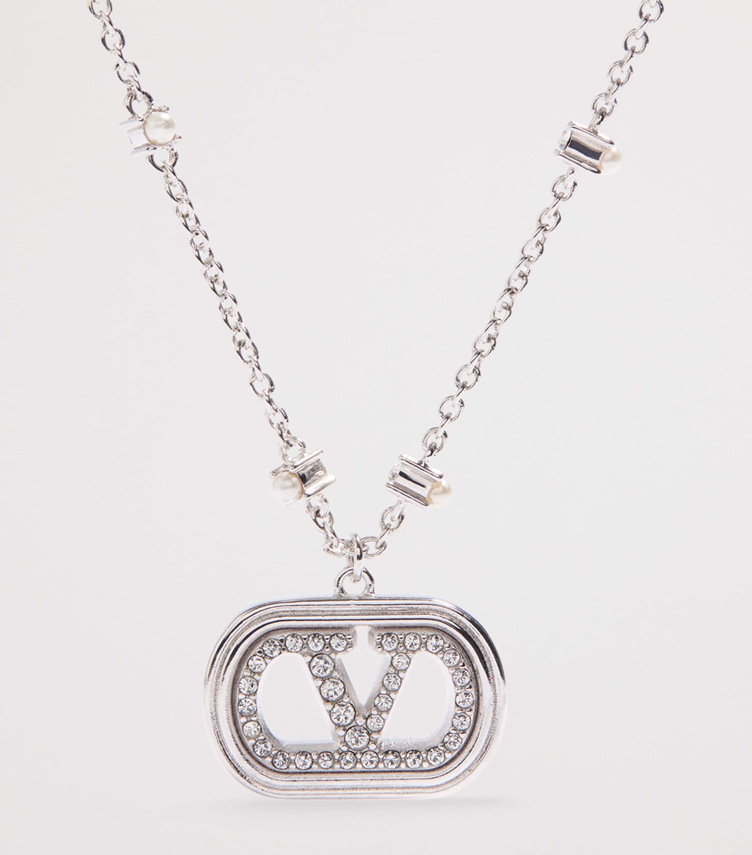 Valentino Garavani Ovalette VLogo Pendant Necklace | Harrods UK