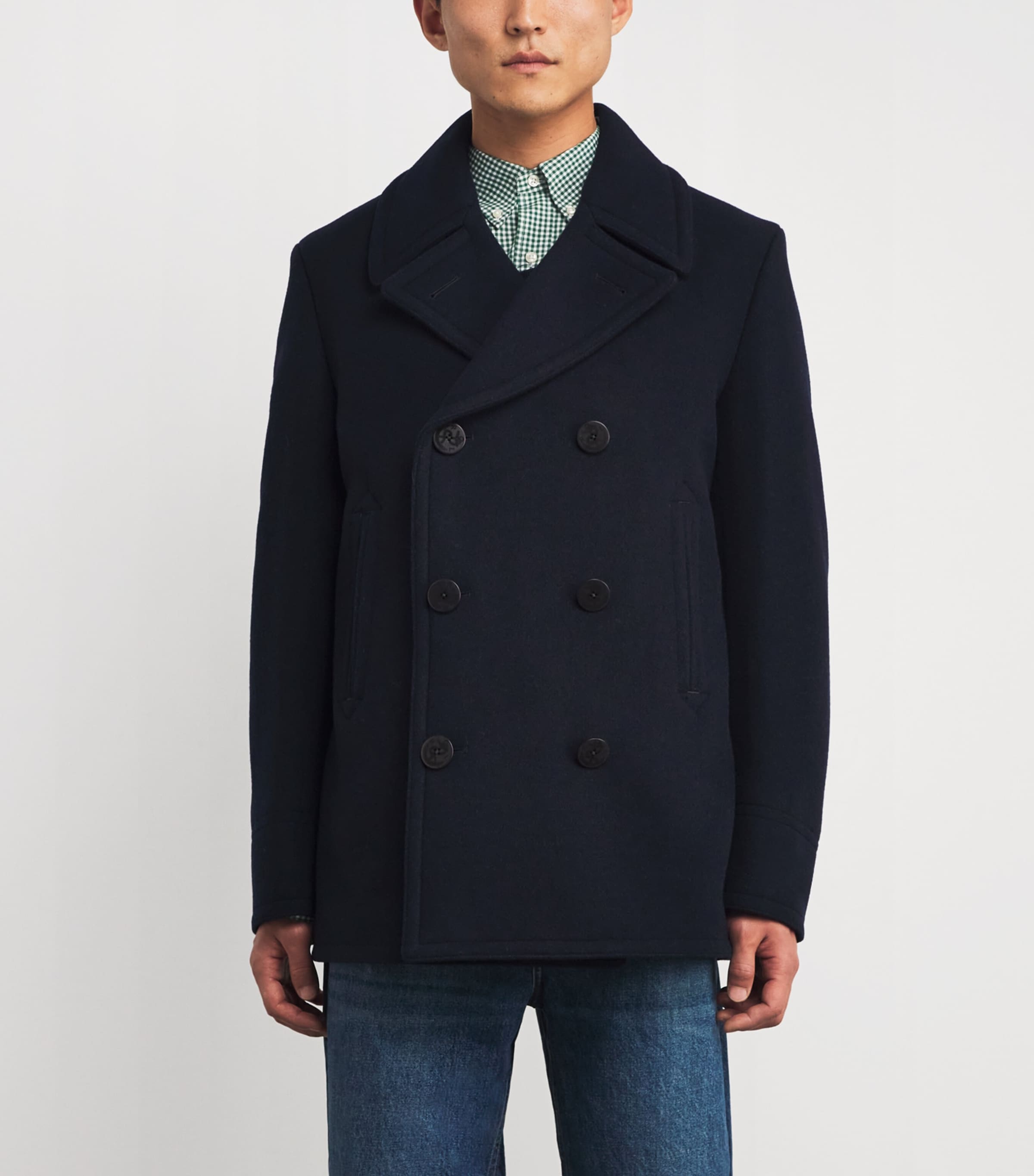 Wool-Blend Melton Peacoat NAVY Image 3
