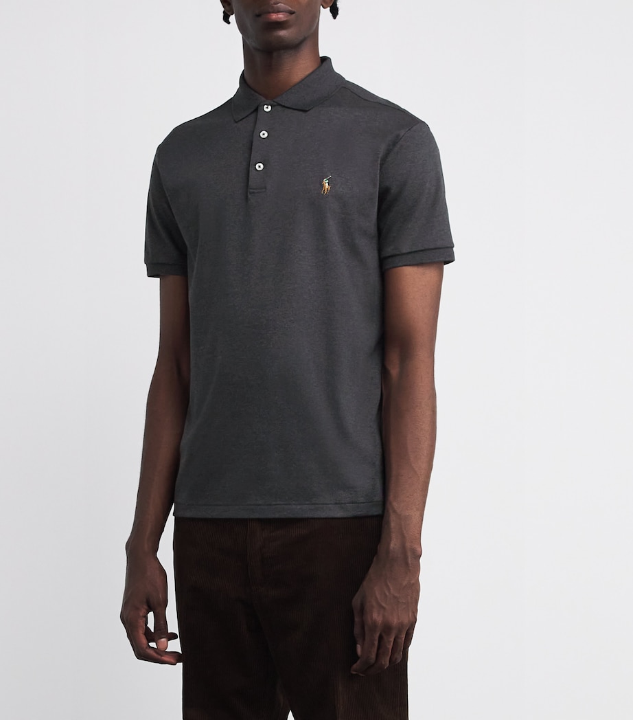 Pima Cotton Slim Fit Polo Shirt BLACK Image 3
