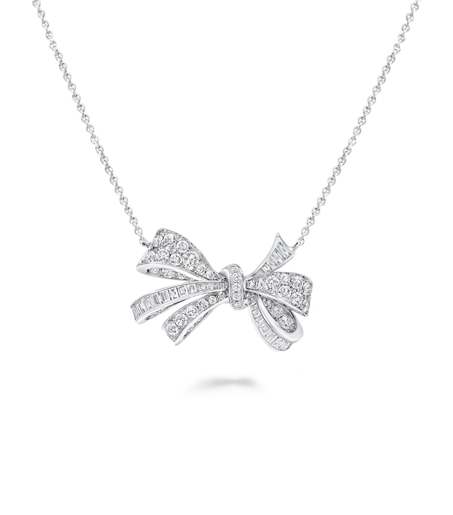 White Gold and Diamond Tilda's Bow Necklace WHITE GOLD Image 1