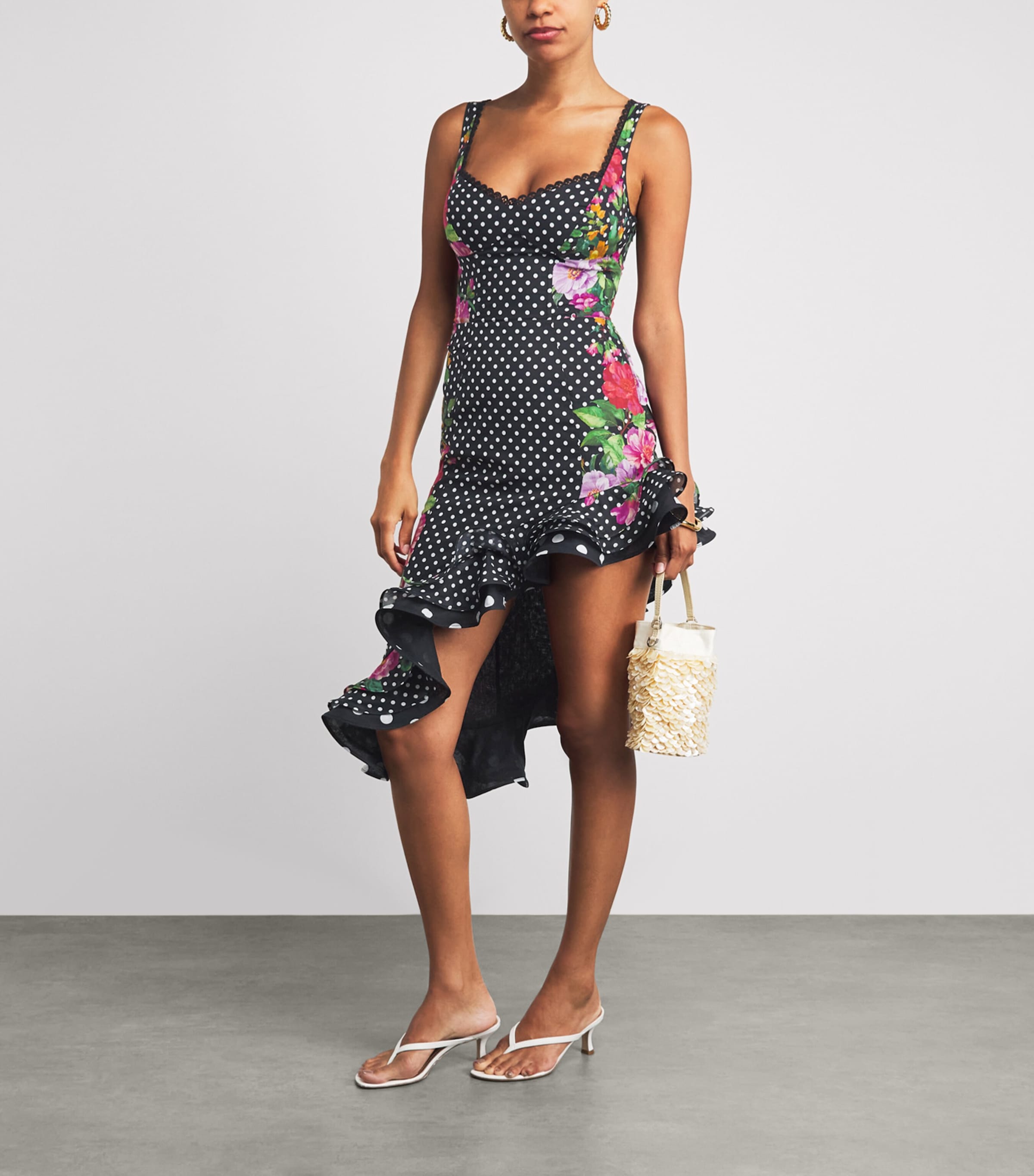 Charo Ruiz Ibiza Womens Floral Polka-Dot Almara Mini Dress Black Dots Image 2