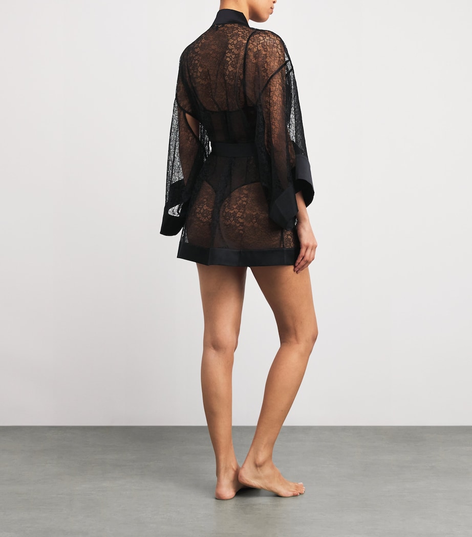 Kiki de Montparnasse Womens Lace Petite Fleur Kimono Black Image 3