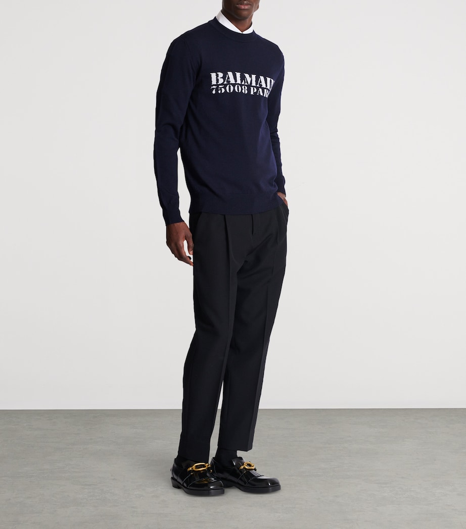 Merino Wool Logo Sweater SAJ BLEU/BLANC Image 6