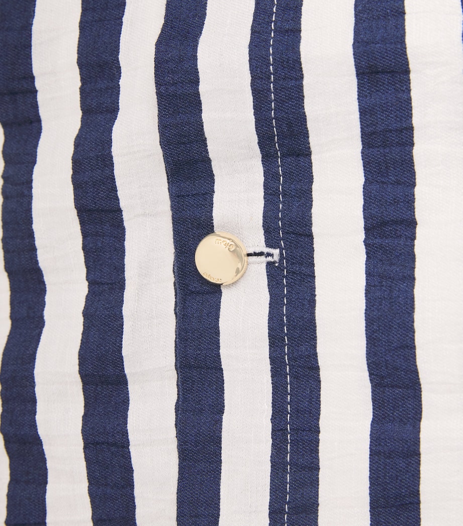 Maje Womens Waffled Canvas Stripe Shirt White/blue Image 6