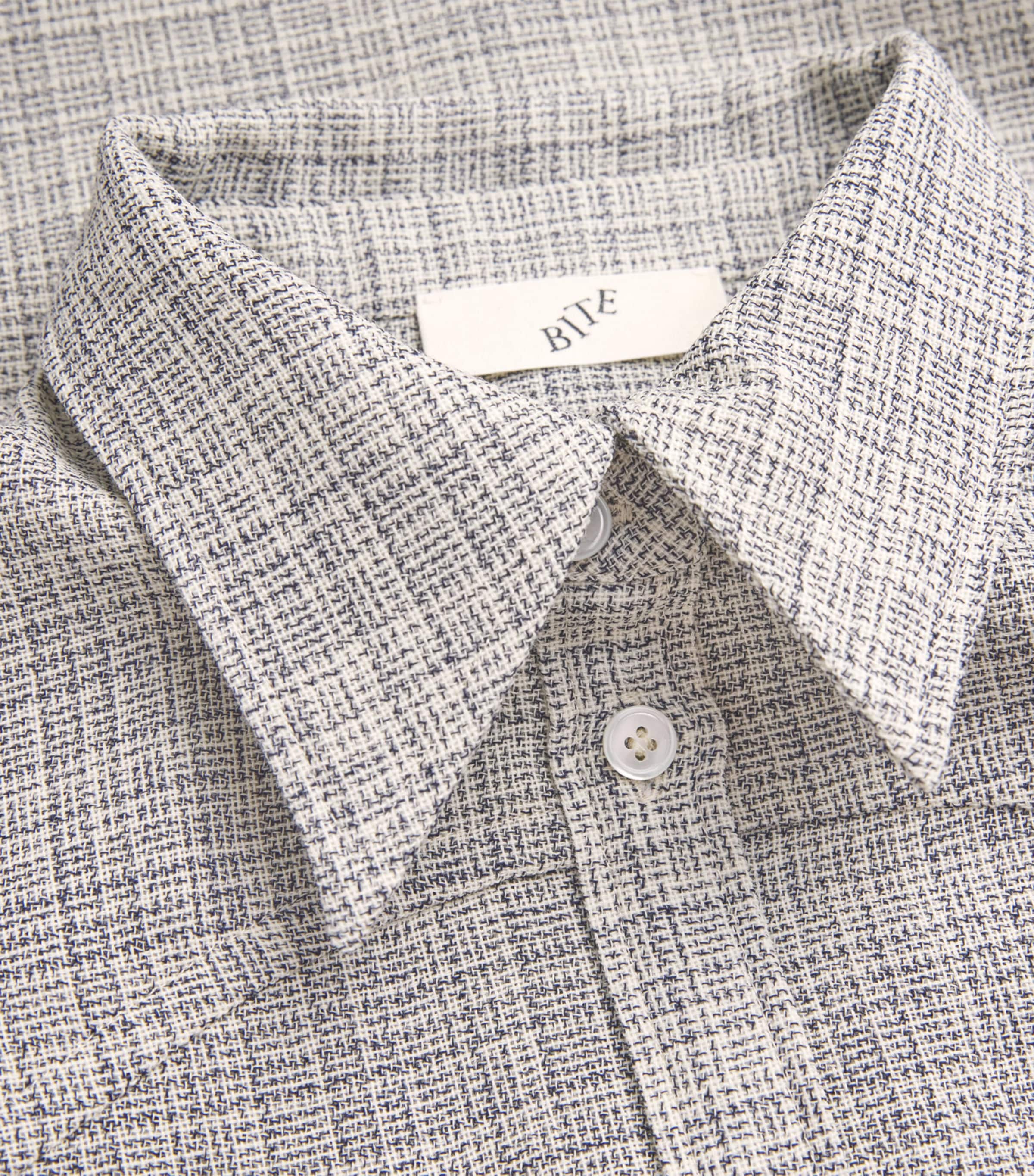 BITE Studios Womens Wool Shield Shirt Off White/navy Image 6