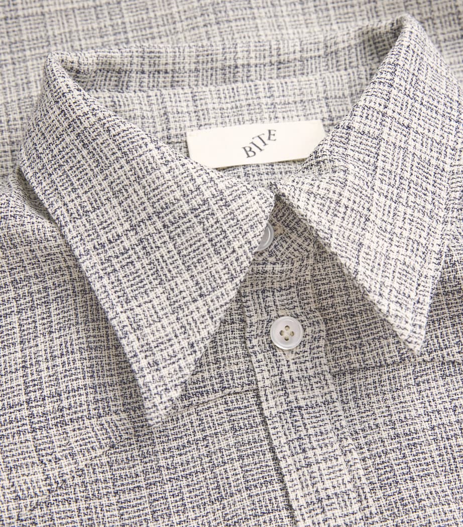 BITE Studios Womens Wool Shield Shirt Off White/navy Image 6