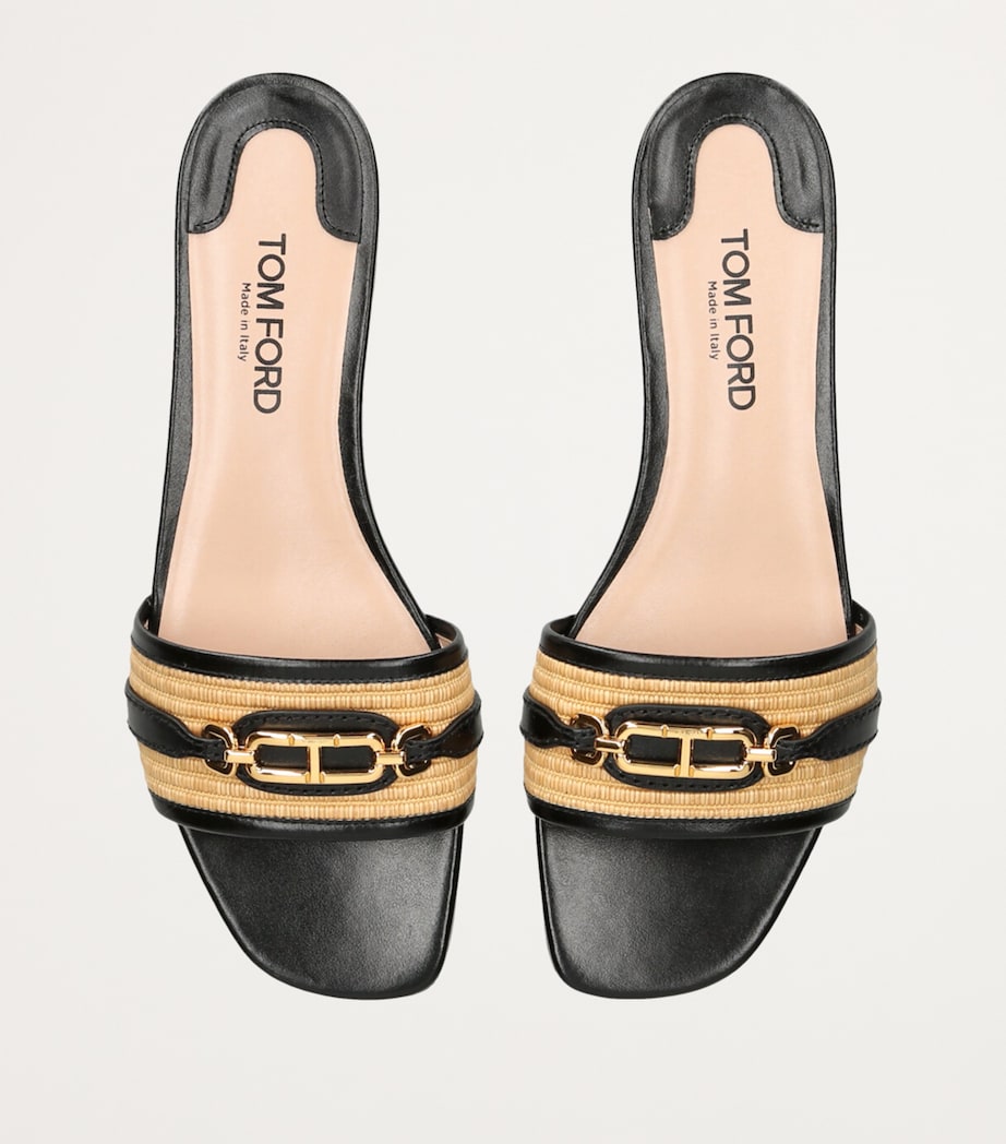 Raffia Whitney Slides BLK/BEIGE Image 4