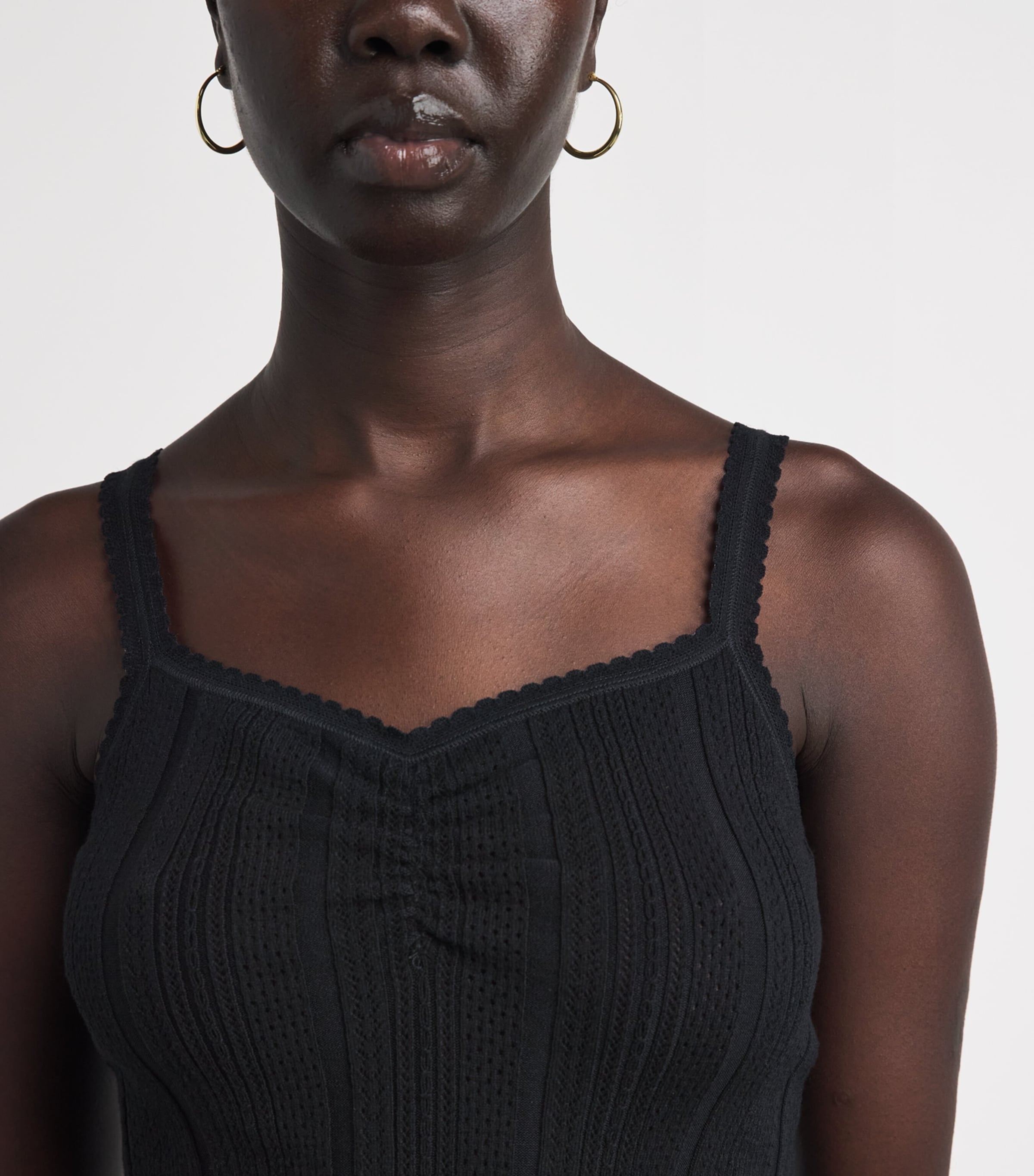 Maje Womens Knit Pointelle Tank and Cardigan Set Black Image 3