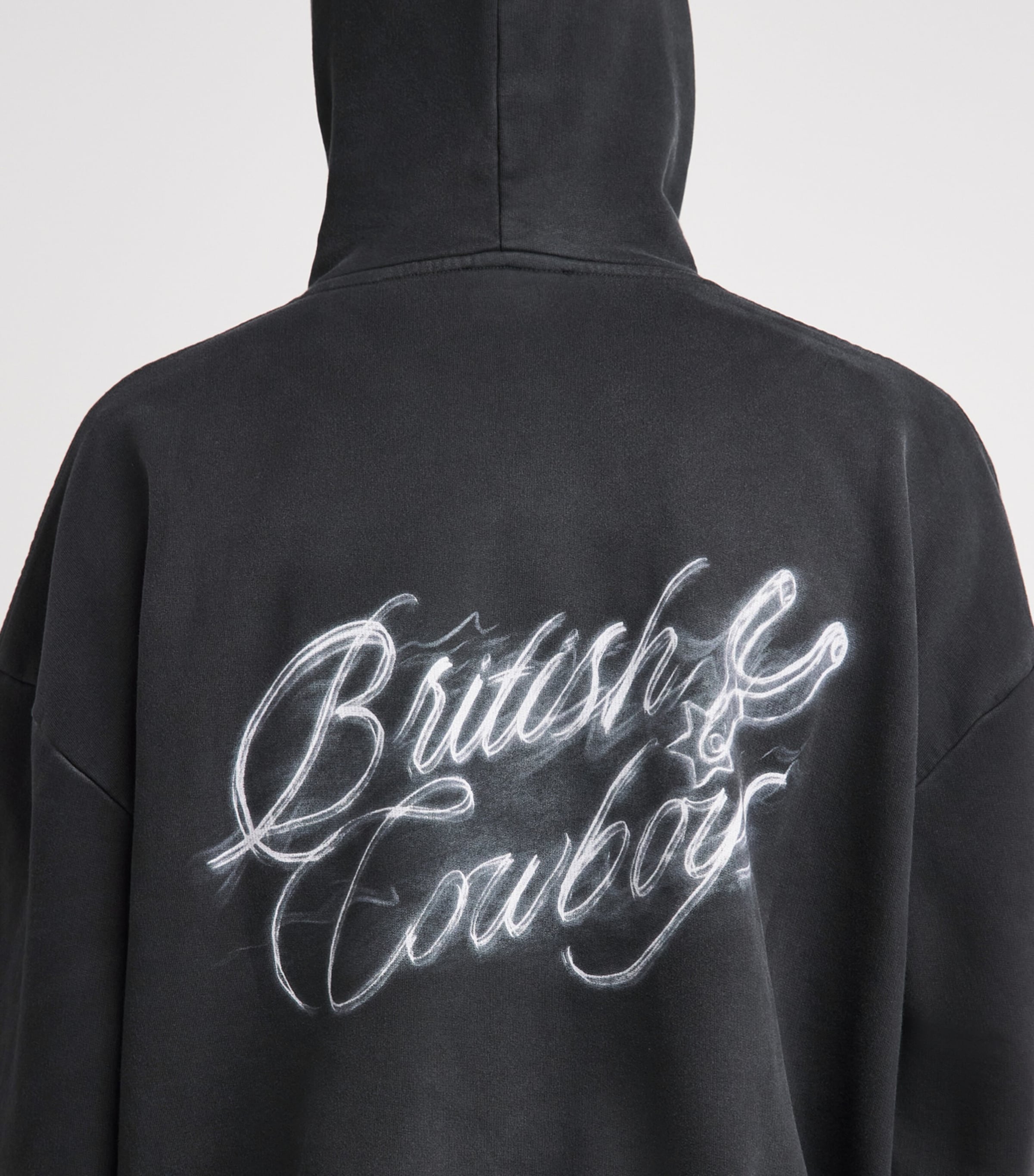 Represent Mens Cotton Flaming Stag Hoodie Stained Black Image 3
