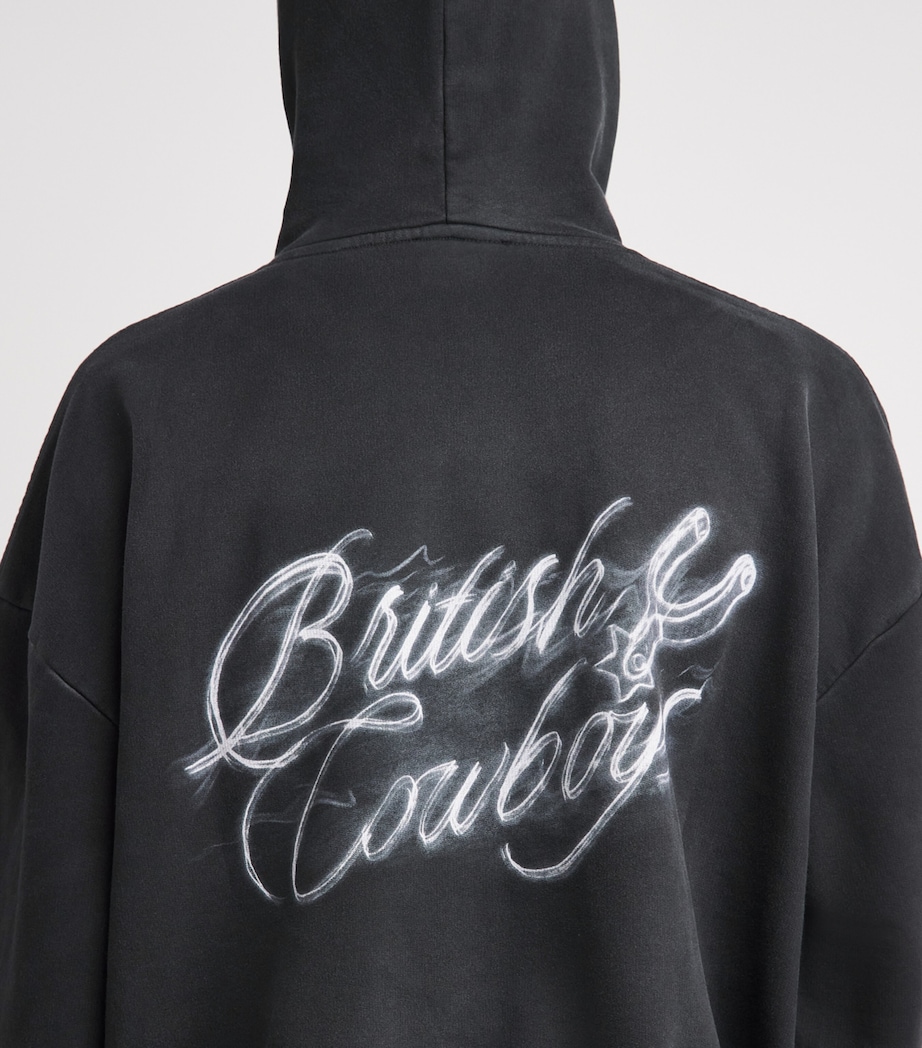 Represent Mens Cotton Flaming Stag Hoodie Stained Black Image 3
