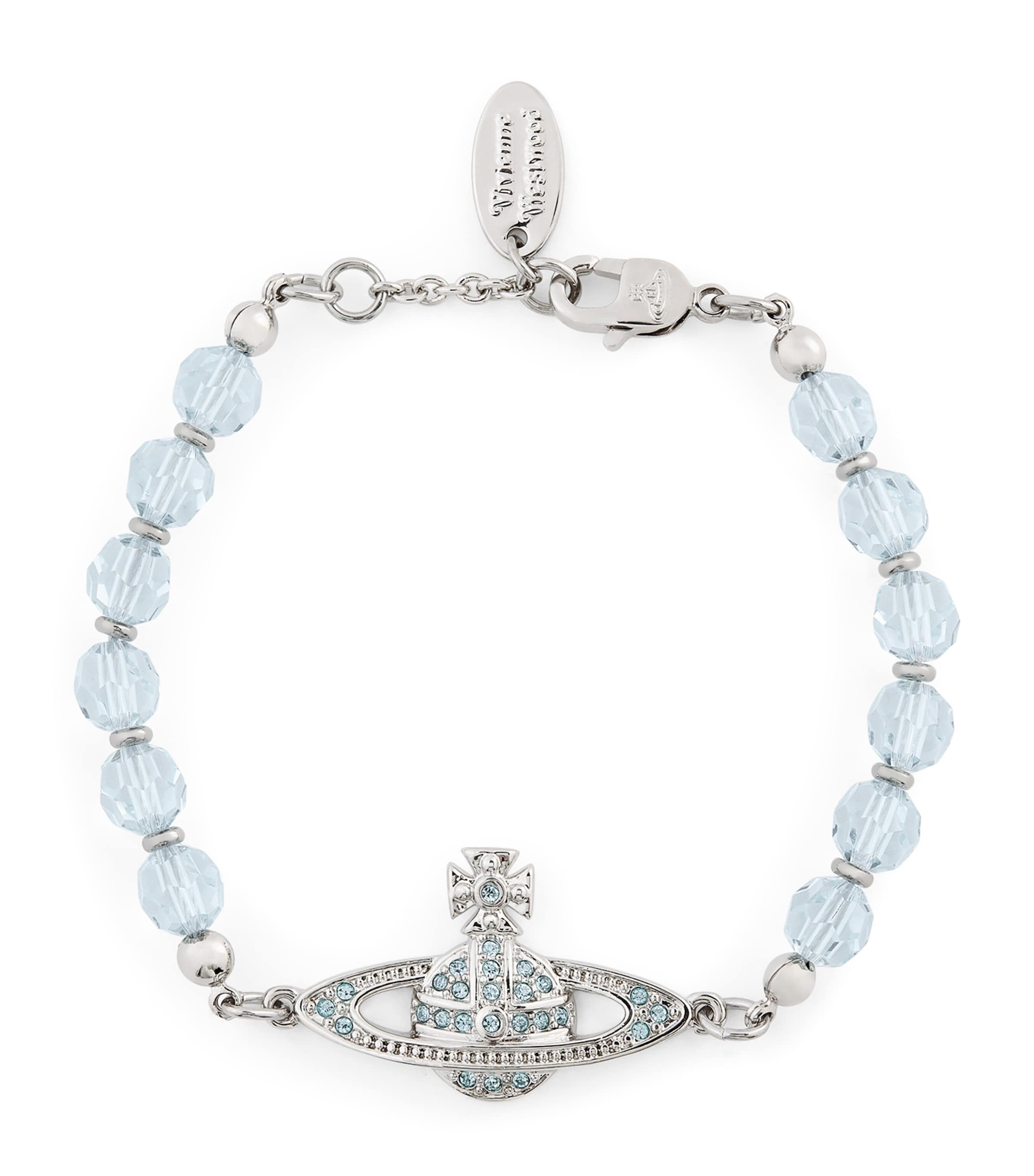 Vivienne Westwood Cubic Zirconia Messaline Bracelet Pltnm/aqua Bohemica Image 1