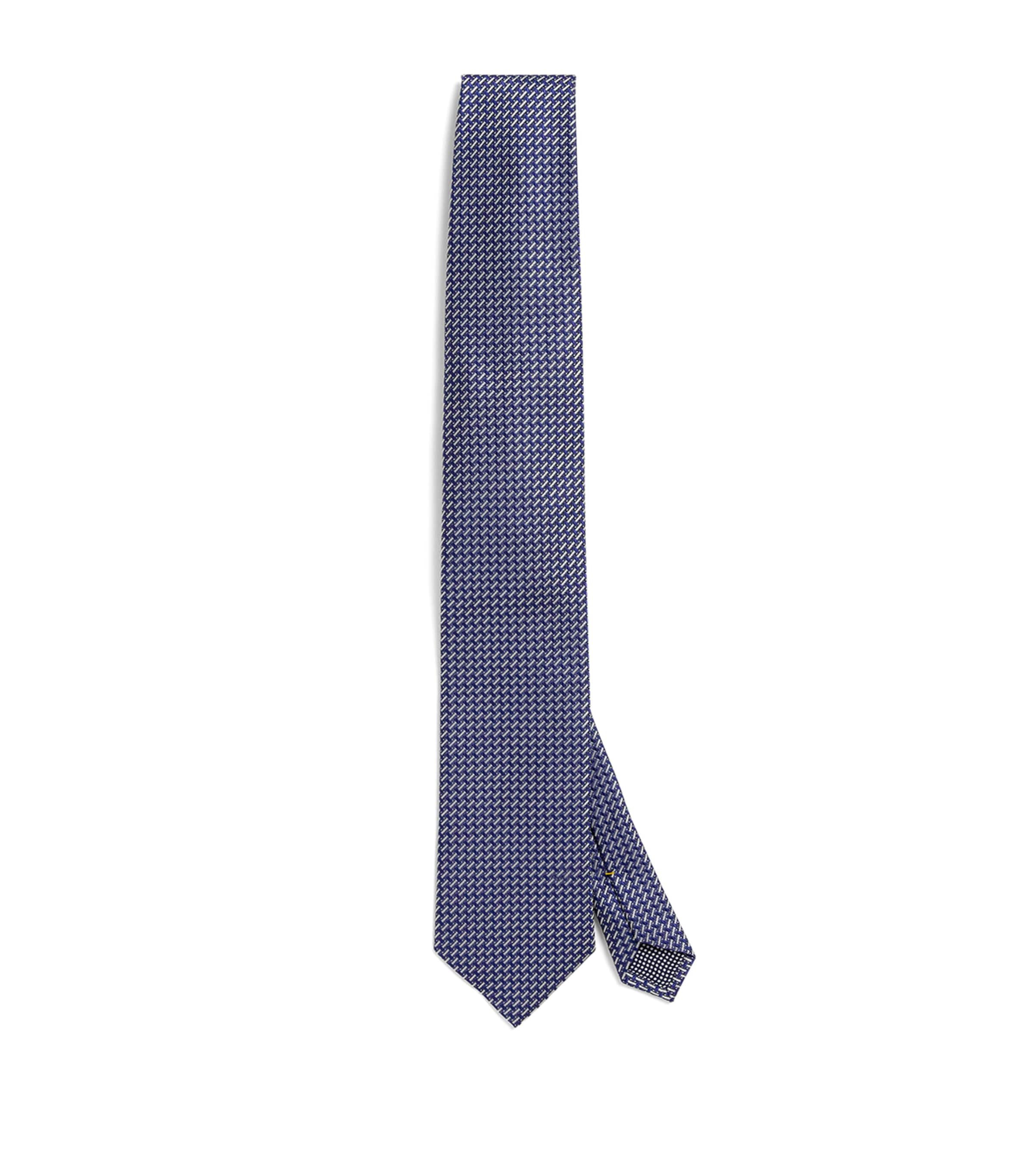 Eton Silk Geometric Print Tie In Blue