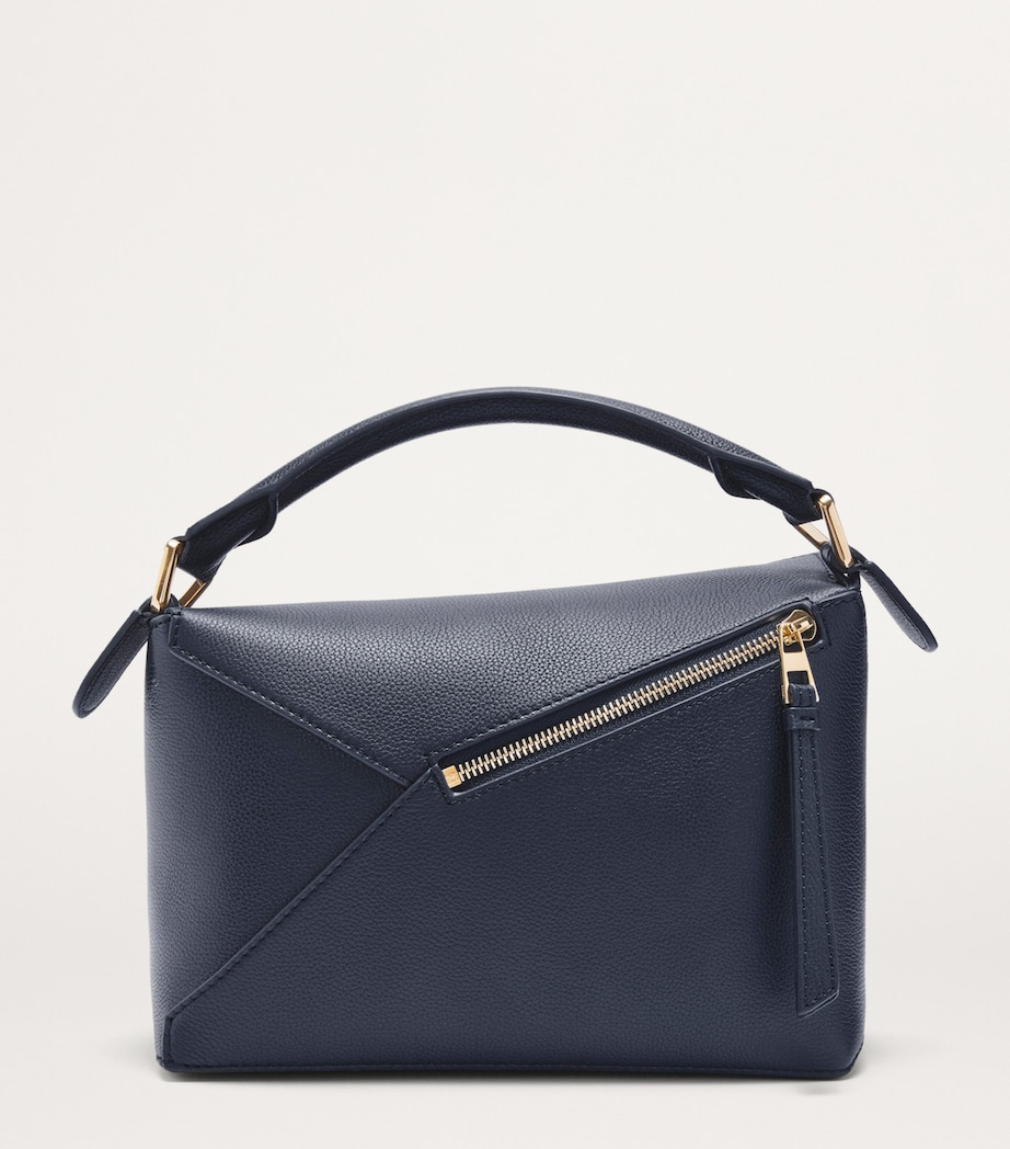 Small Leather Puzzle Edge Top-Handle Bag DEEP NAVY Image 2