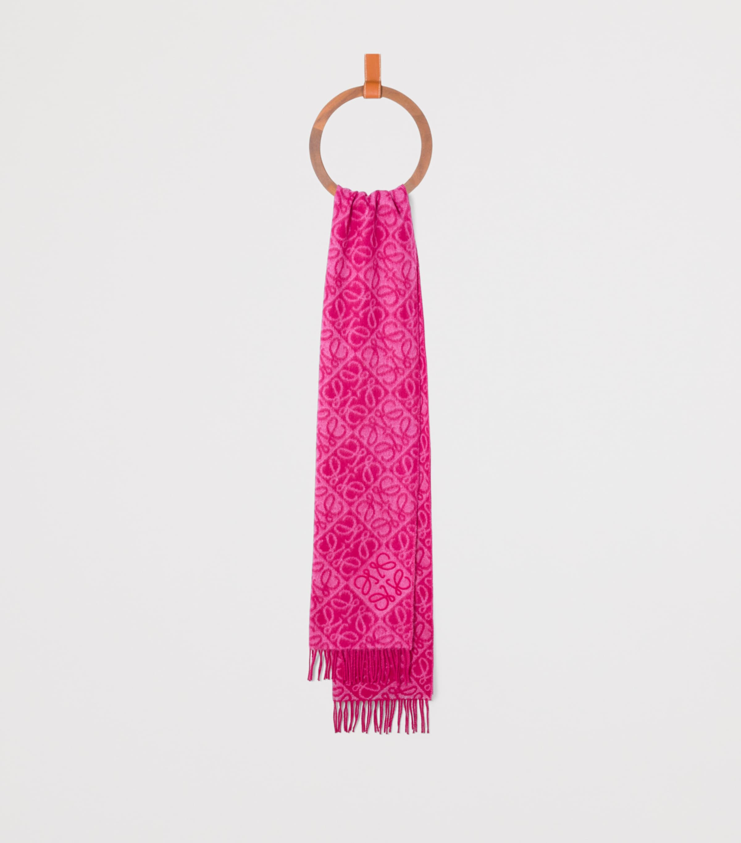 Wool-Cashmere Anagram Scarf FUCHSIA Image 2