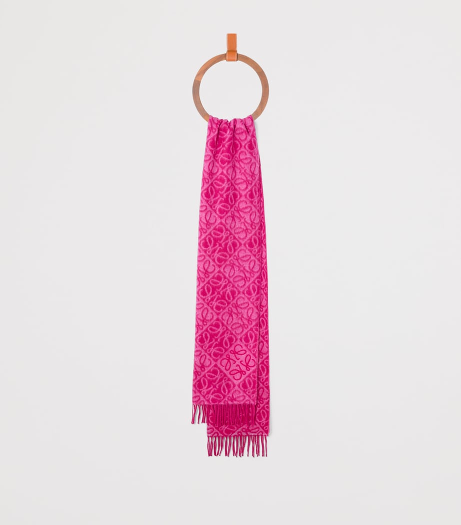 Wool-Cashmere Anagram Scarf FUCHSIA Image 2