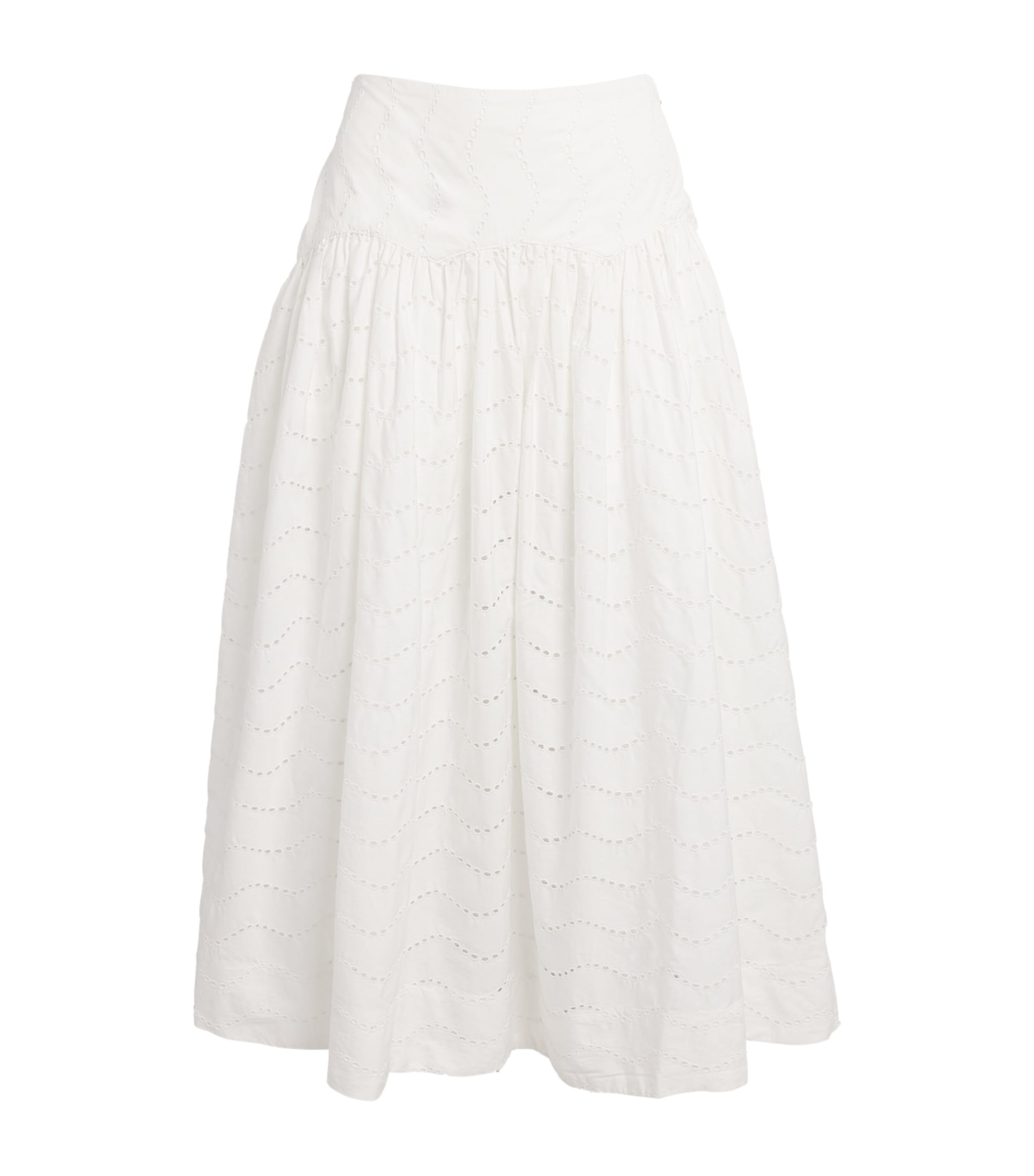 Polo Ralph Lauren Womens Cotton Eyelet Maxi Skirt White Image 1