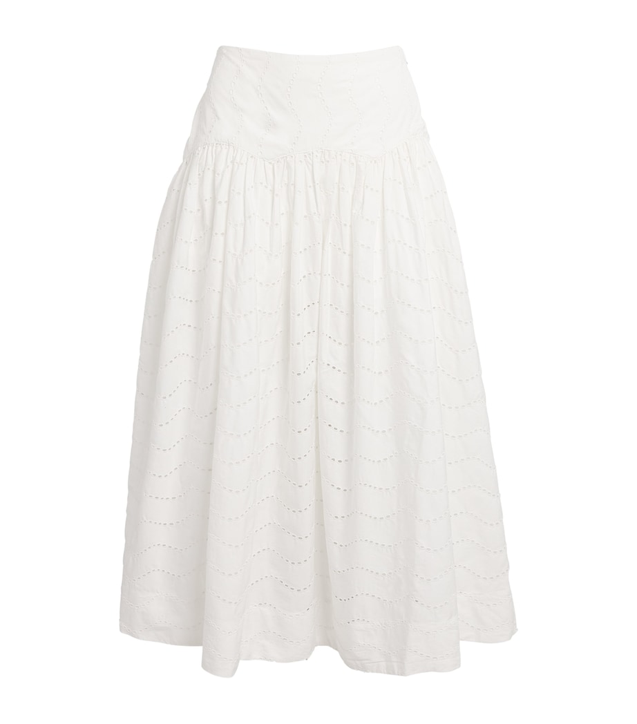 Polo Ralph Lauren Womens Cotton Eyelet Maxi Skirt White Image 1
