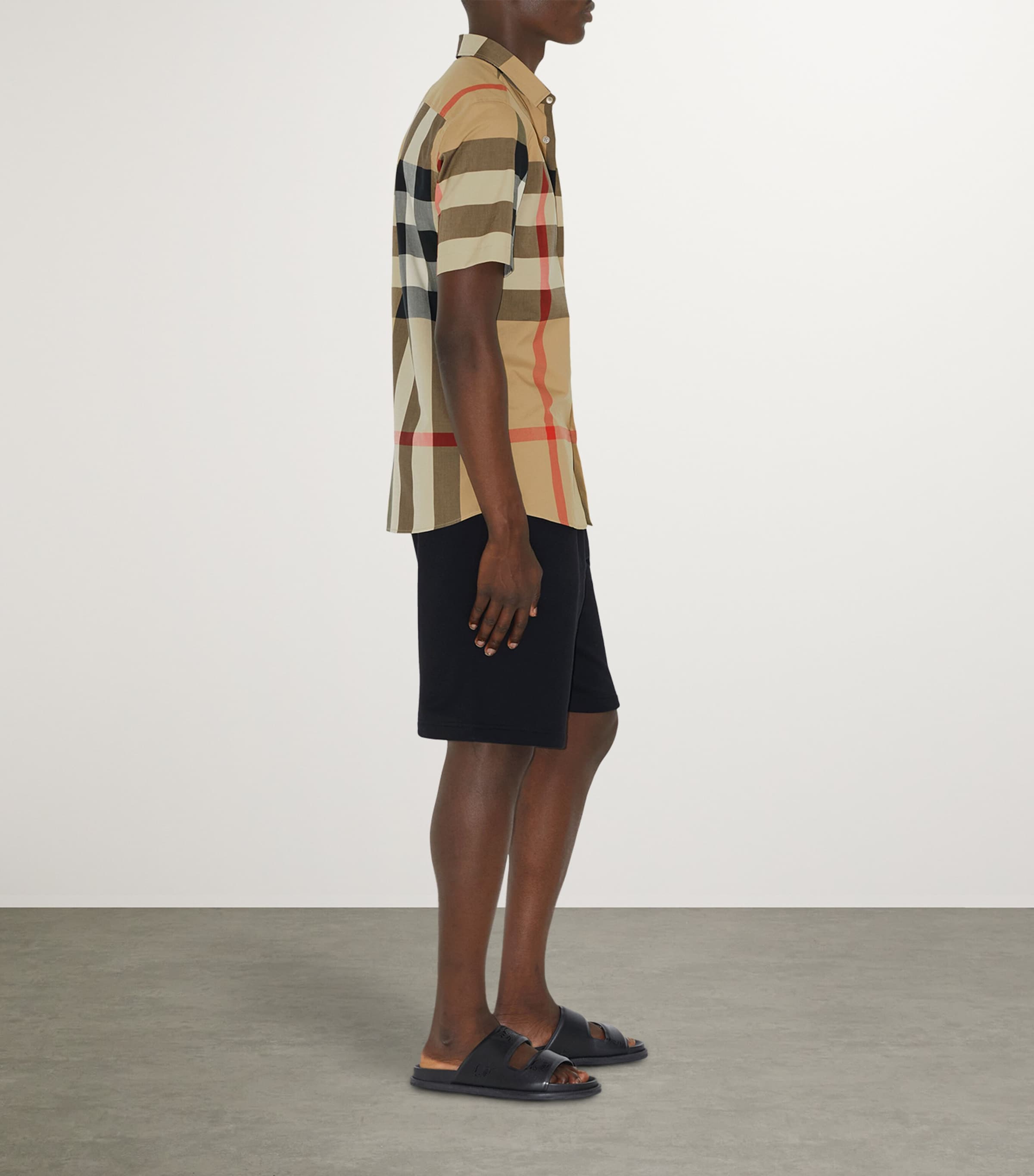 Cotton Enlarged-Check Short-Sleeve Shirt ARCHIVE BEIGE IP CHK Image 3