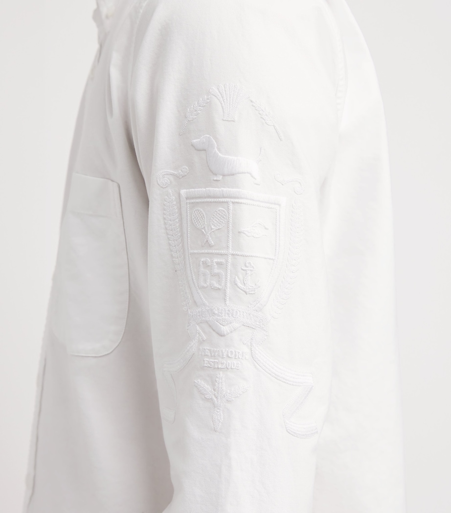 Thom Browne Mens Cotton Hector Embroidered Shirt White Image 3