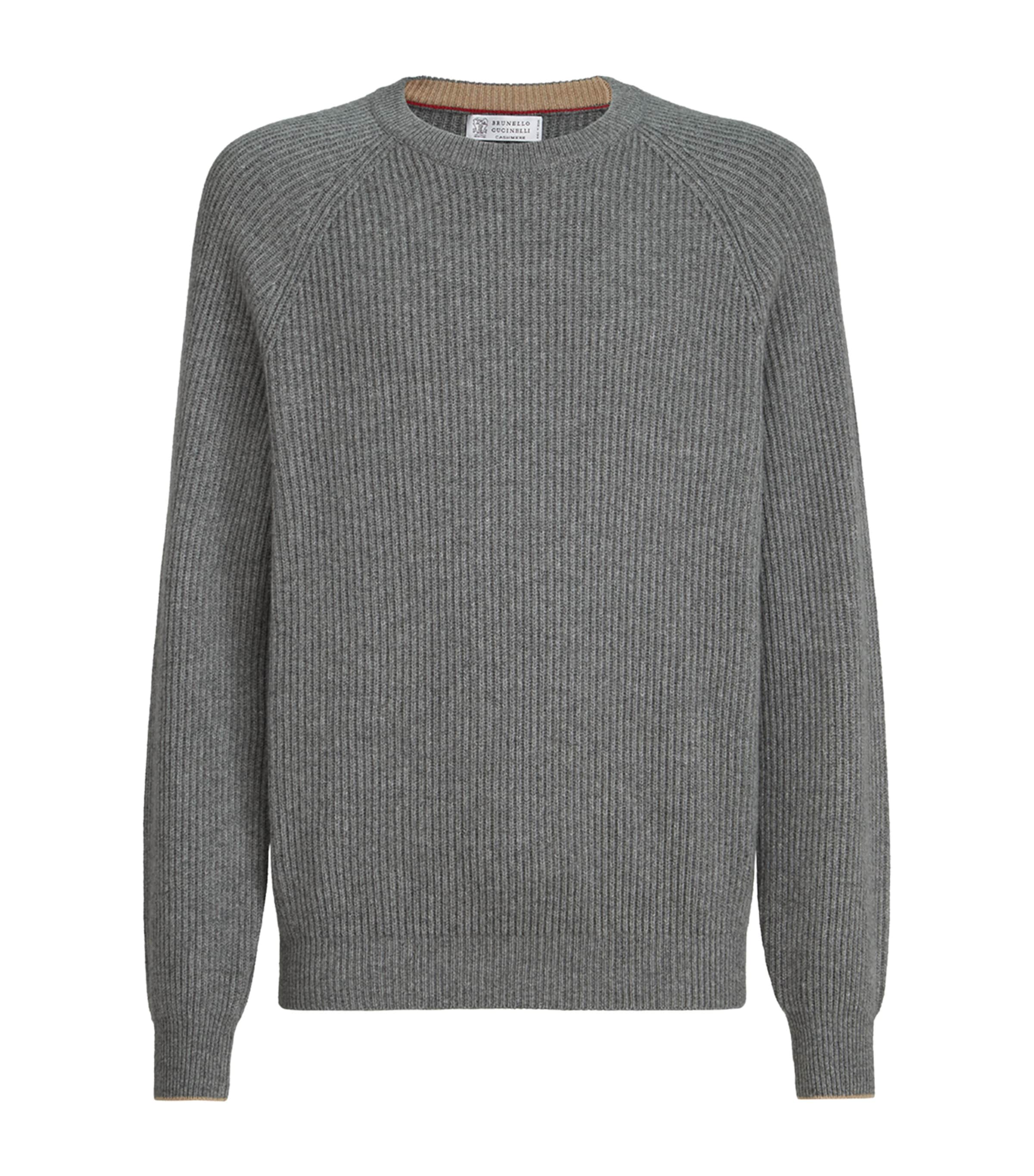 Brunello Cucinelli Mens Cashmere Ribbed Sweater Image 1