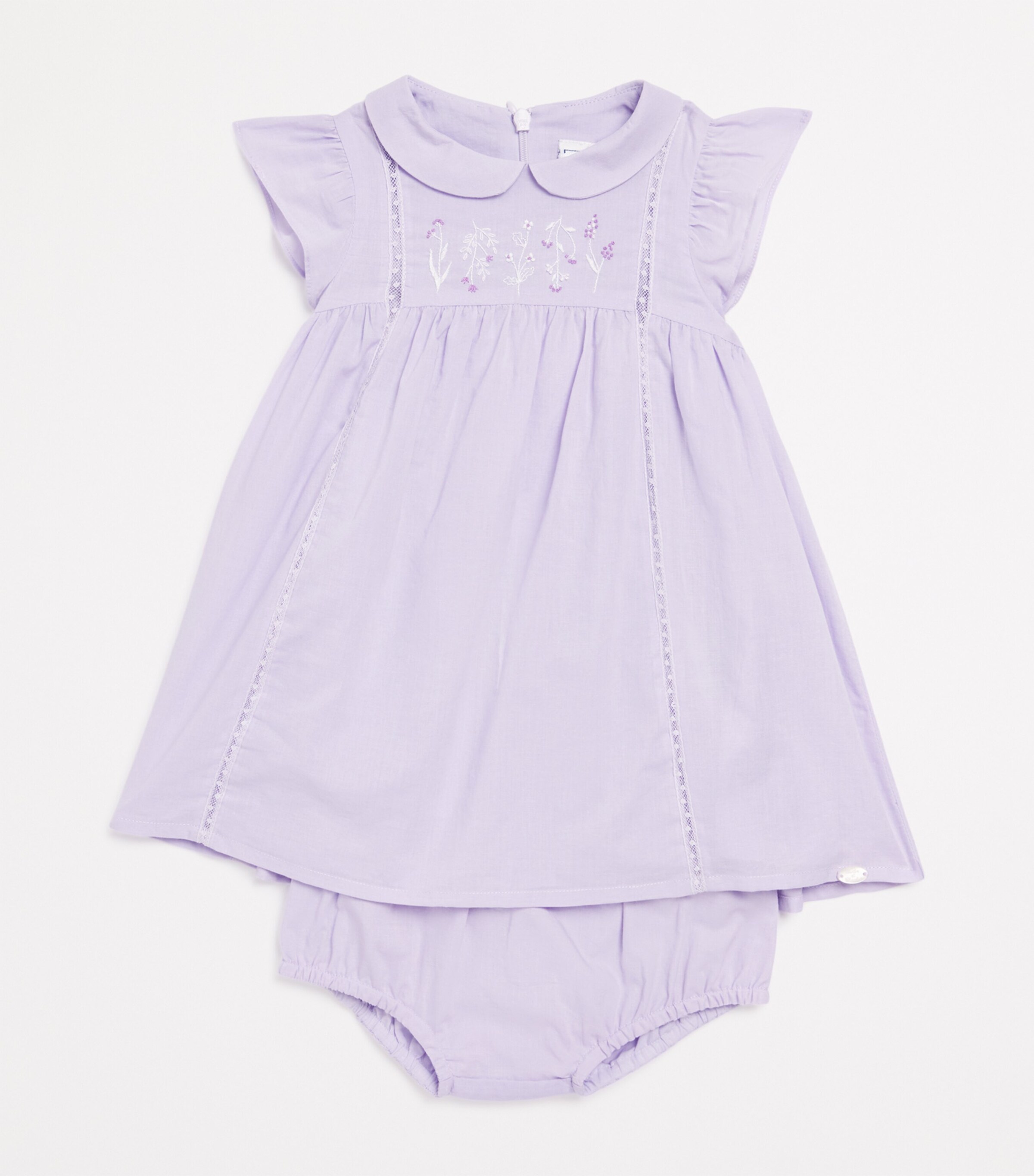 Tartine et Chocolat Cotton Embroidered Dress and Bloomers Set (3 Months-4 Years) Lilas Image 3
