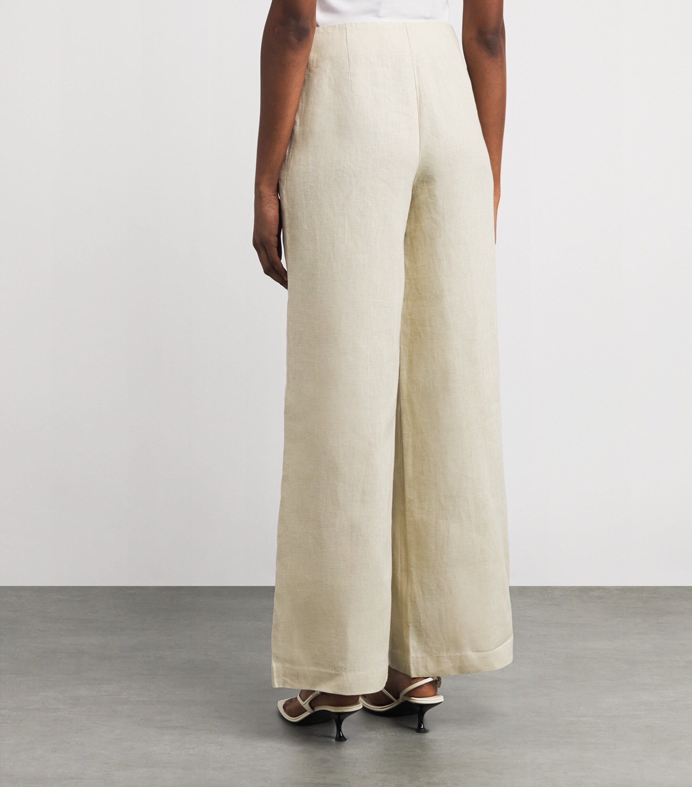 Linen Raquel Wide-Leg Trousers WHEAT Image 4