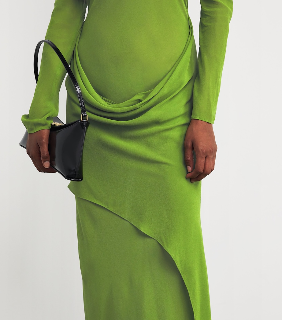 Silk Draped Shawl Maxi Dress CACTUS Image 4