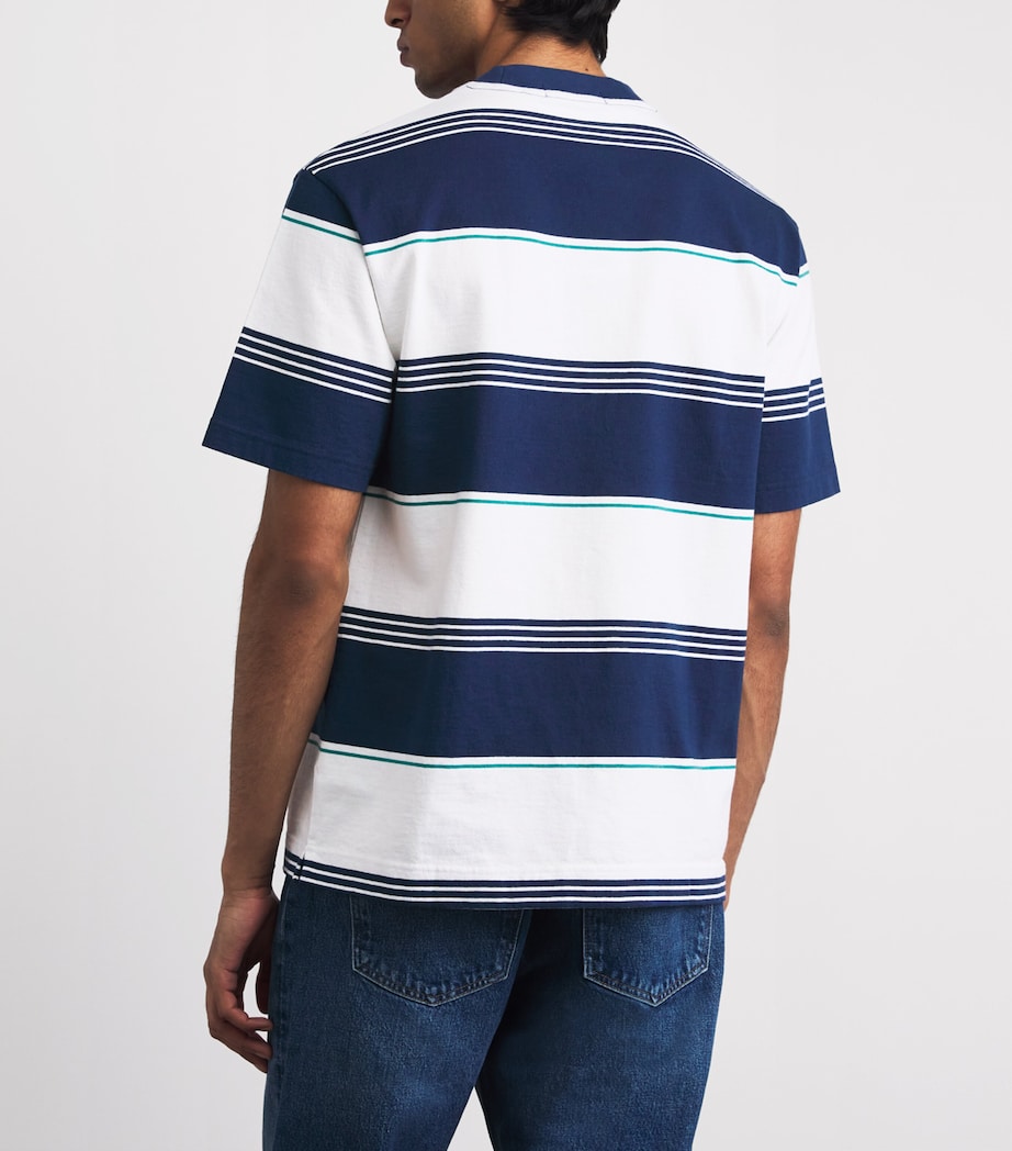 Fred Perry Mens Cotton Stripe T-Shirt Tennis Blue Image 5