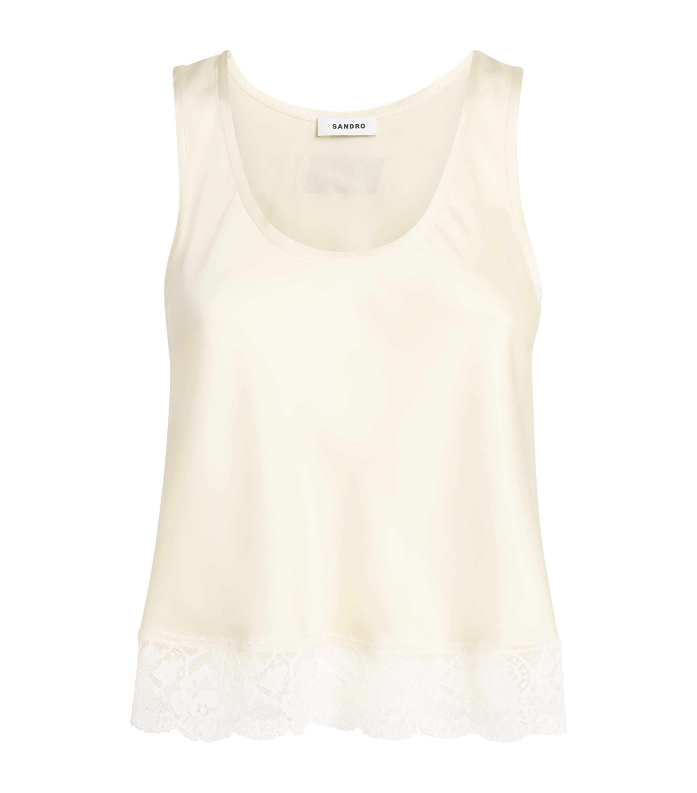 Sandro Paris Womens Lace-Trim Top Light Yellow Image 1