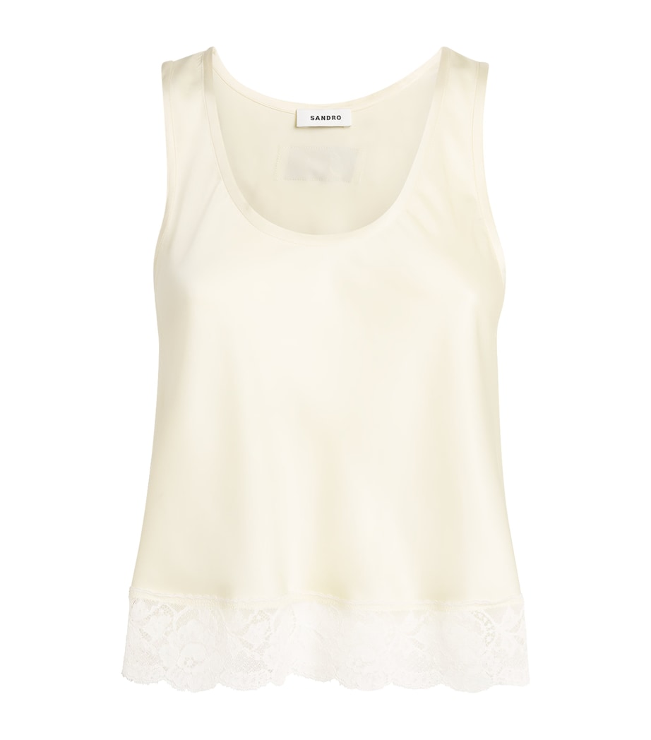 Sandro Paris Womens Lace-Trim Top Light Yellow Image 1