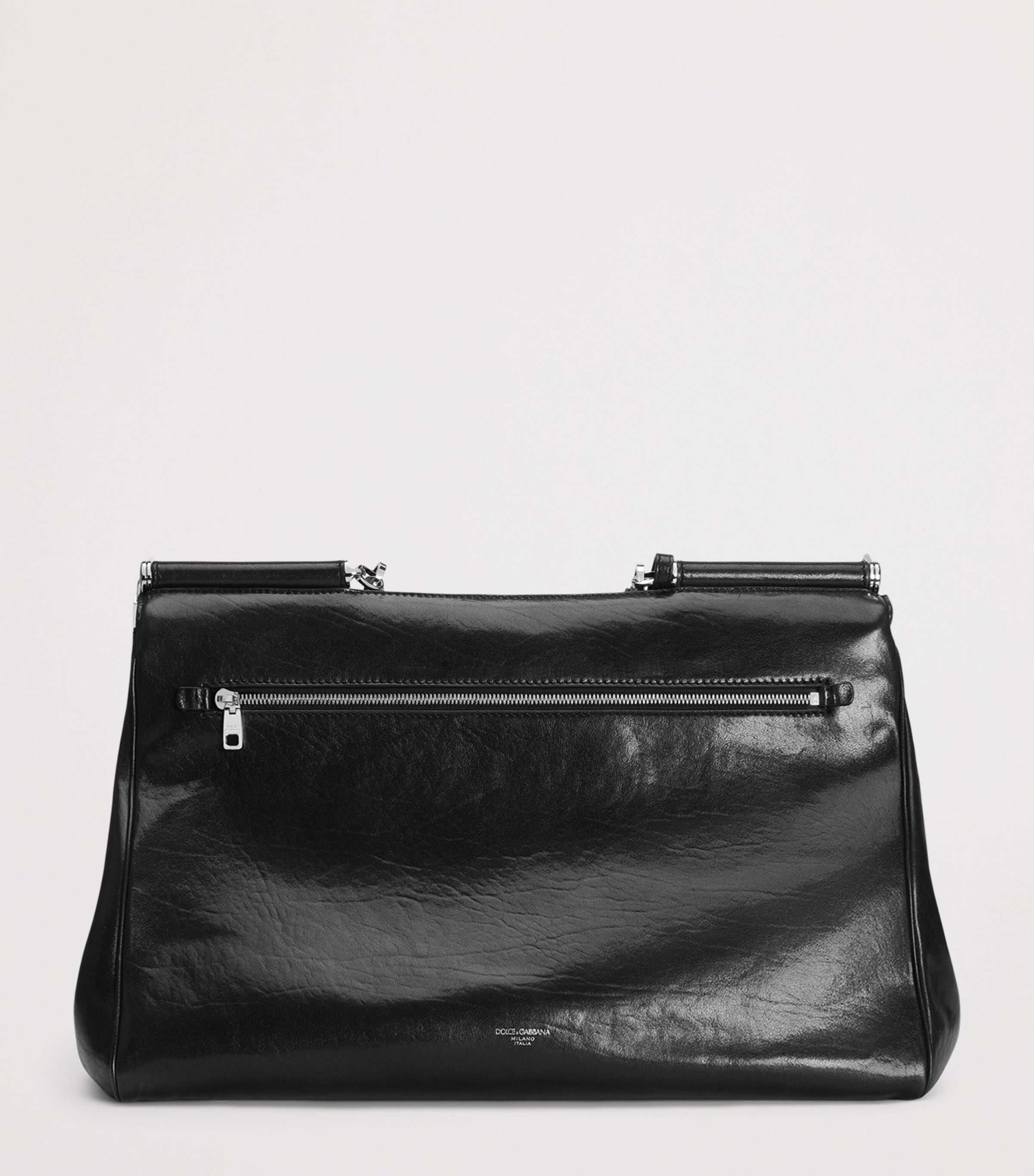 Dolce&Gabbana Leather My Sicily Top-Handle Bag Black Image 5