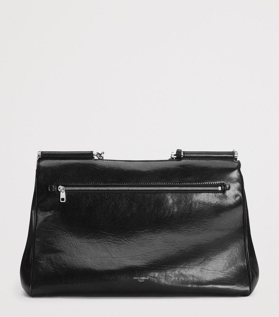 Dolce&Gabbana Leather My Sicily Top-Handle Bag Black Image 5