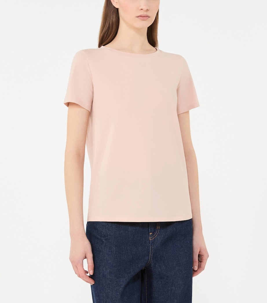 Weekend Max Mara Womens Stretch-Cotton T-Shirt Pink Image 2