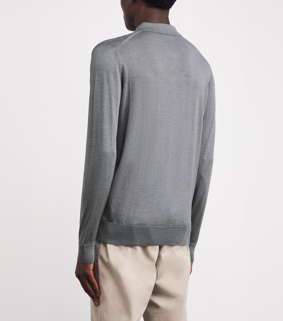 Wool Long-Sleeved Polo Shirt 21 LIGHT GREY Image 4