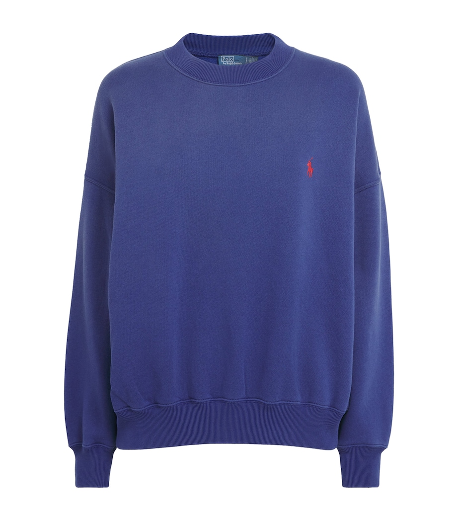 Polo Ralph Lauren Womens Cotton-Blend Polo Pony Sweatshirt Blue Image 1