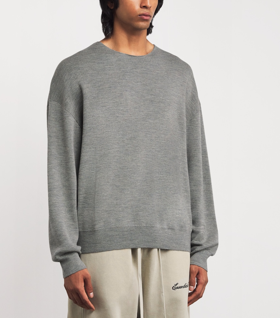 Wool Logo-Tag Sweater CONCRETE HEATHER Image 3