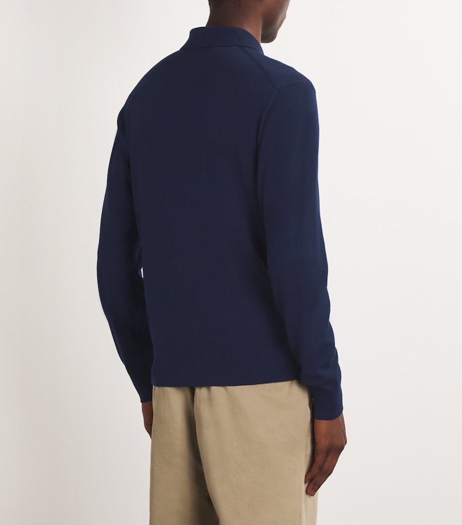 Virgin Wool Lasca Polo Shirt B13-NAVY BLUE Image 4